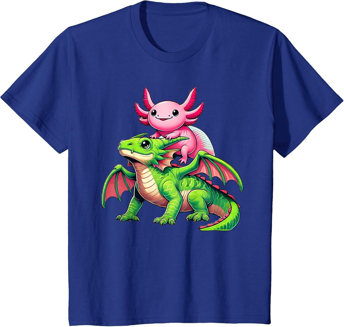 Anime Kawaii Axolotl Dragon T-Shirt - Royal Blue