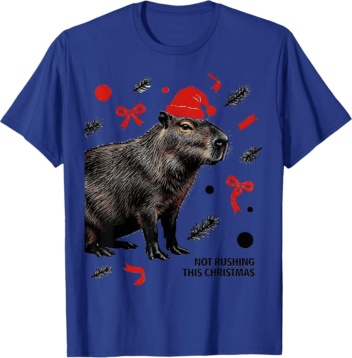 Not Rushing This Christmas Cute Capybara Holiday Humor T-Shirt - Royal Blue
