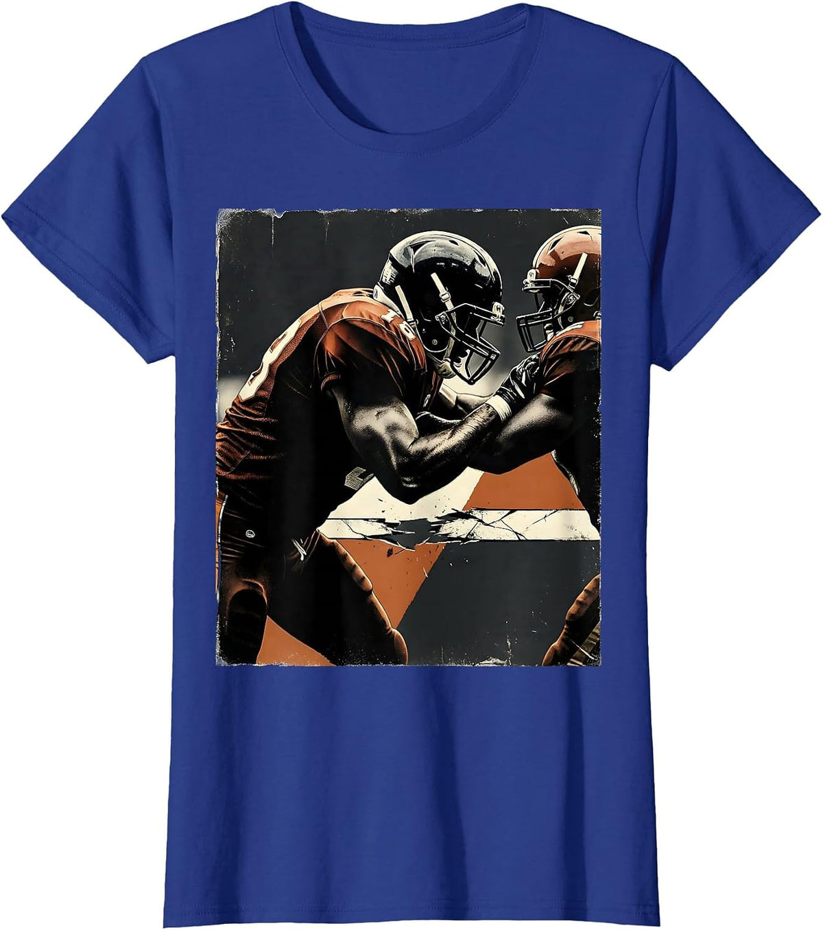 Women's Lineman Distressed Football Humor Player Gift T-Shirt - Royal Blue