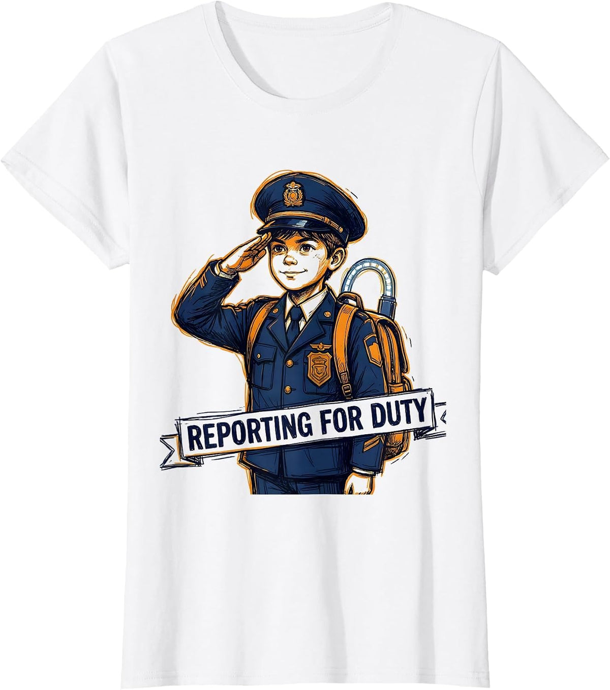 Reporting For Duty Future Police Officer Kids Birthday T-Shirt - White