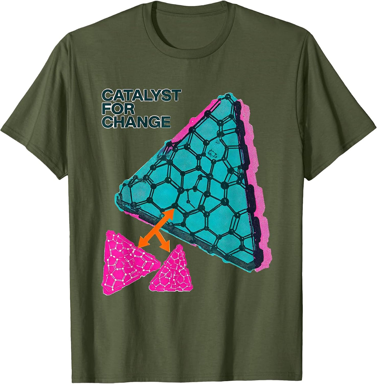 Men's Catalyst For Change Risograph Nerdy Science Humor Chemistry T-Shirt - Olive Green