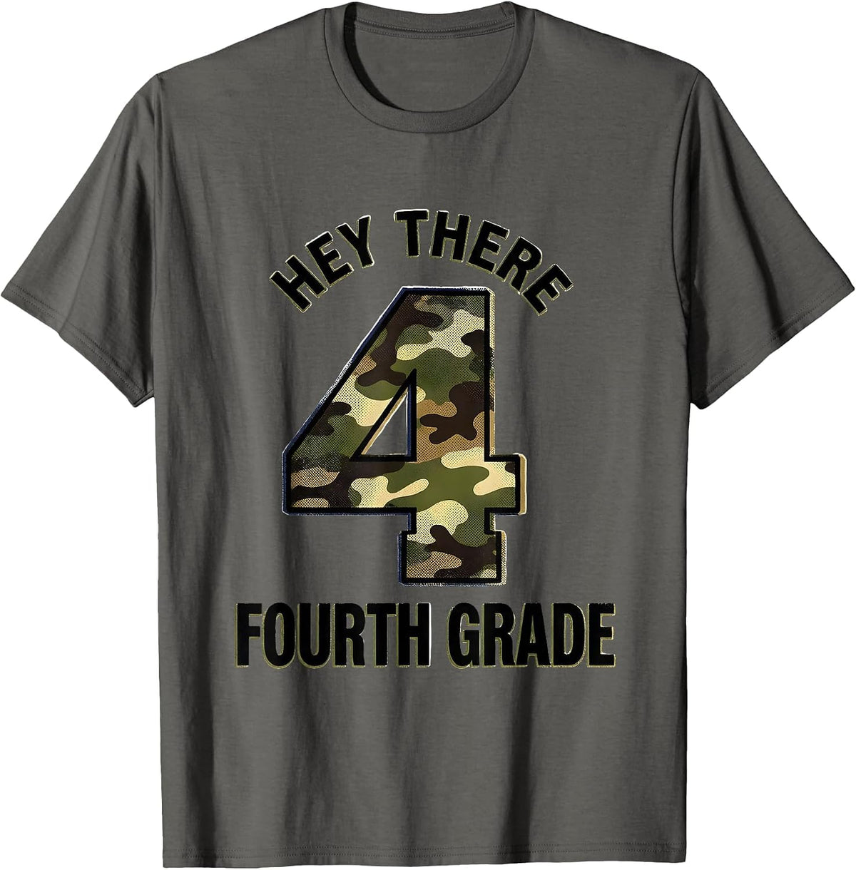 Hey There, Fourth Grade Camo Fourth Grade Back To School T-Shirt - Asphalt Grey