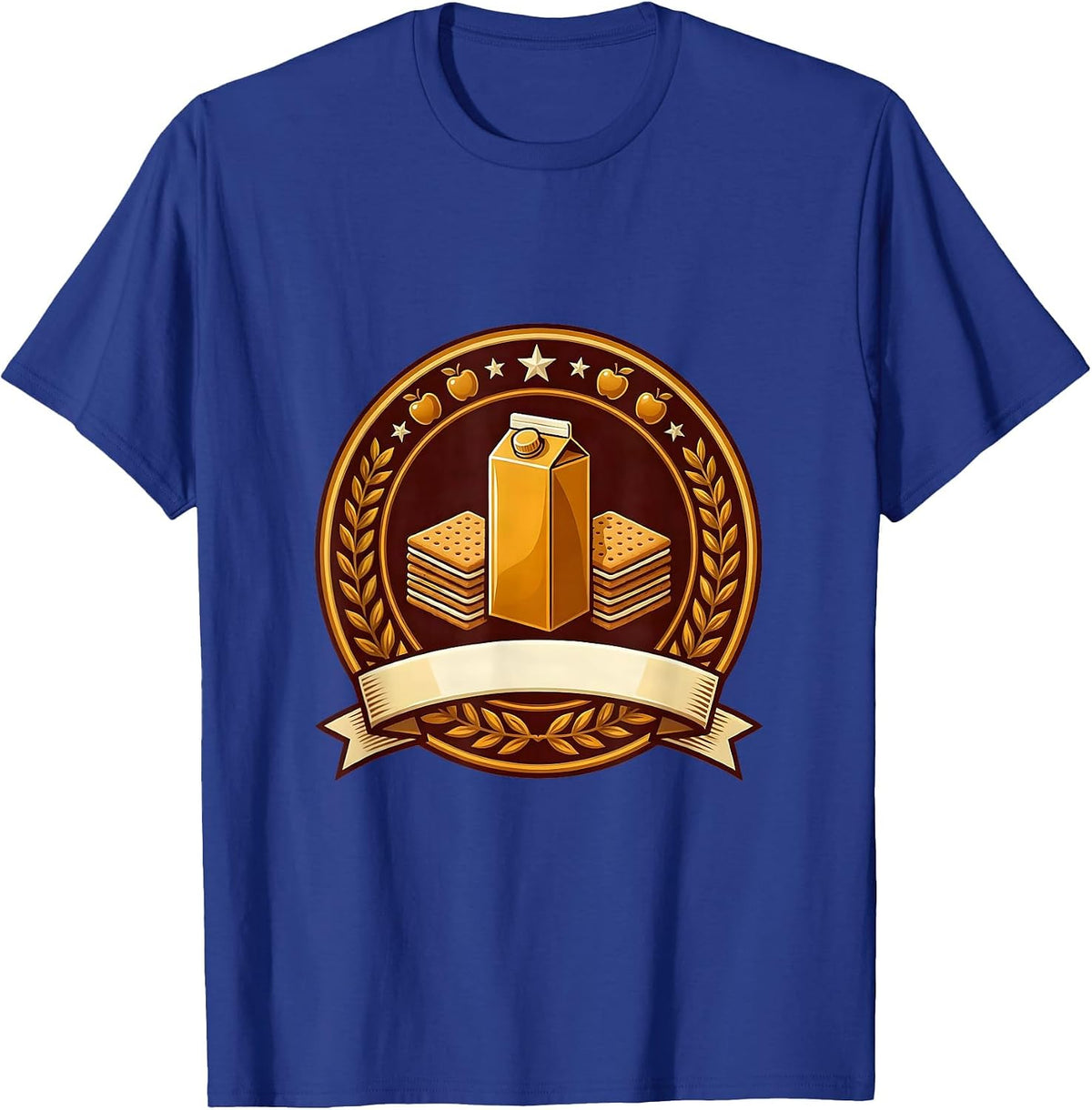 Men's Preschool Teacher Snack Time Juice Box Graham Cracker T-Shirt - Royal Blue