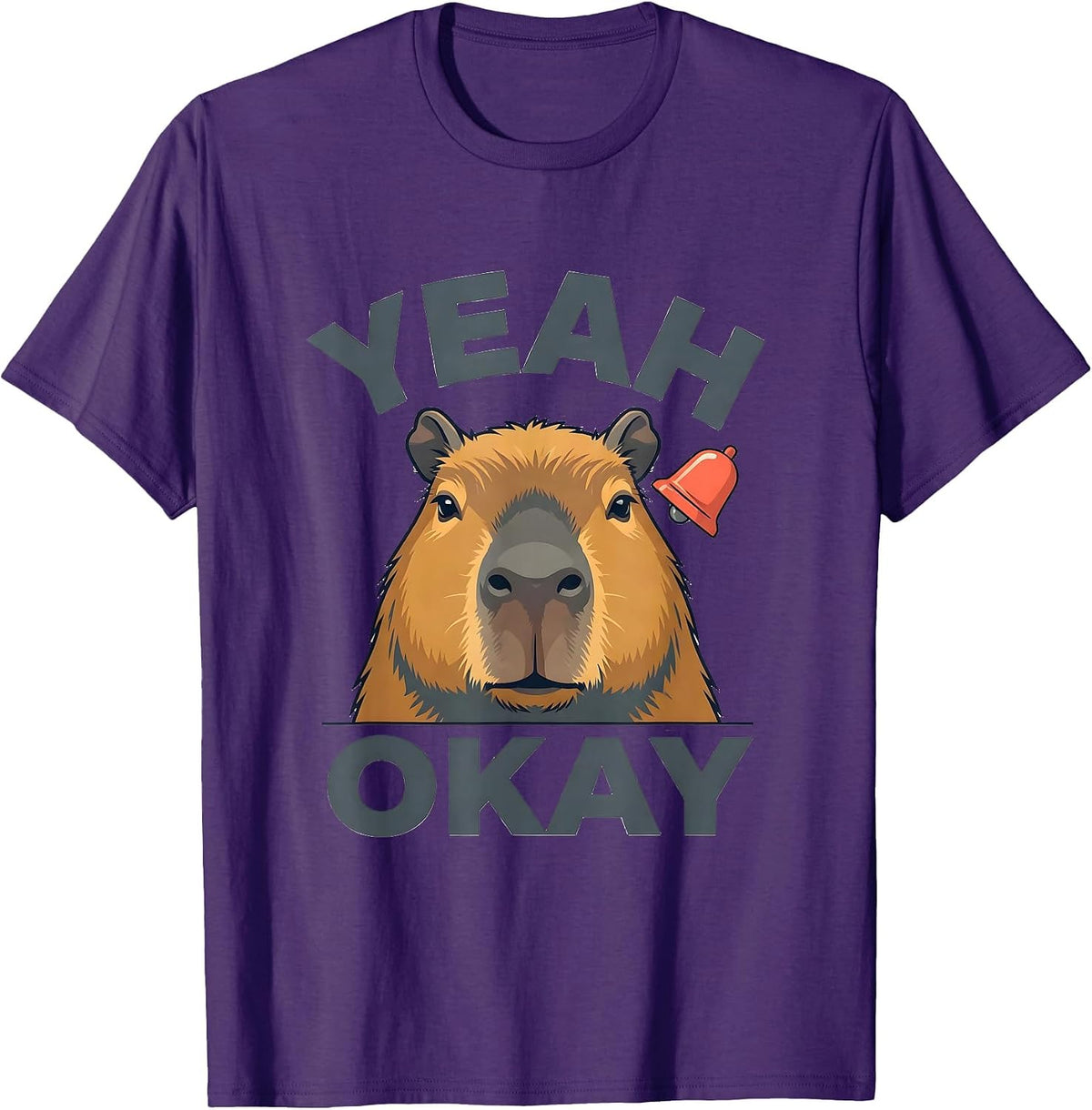 Men's Yeah Okay Flat Vector Capybara Meme Animal Humor T-Shirt - Purple