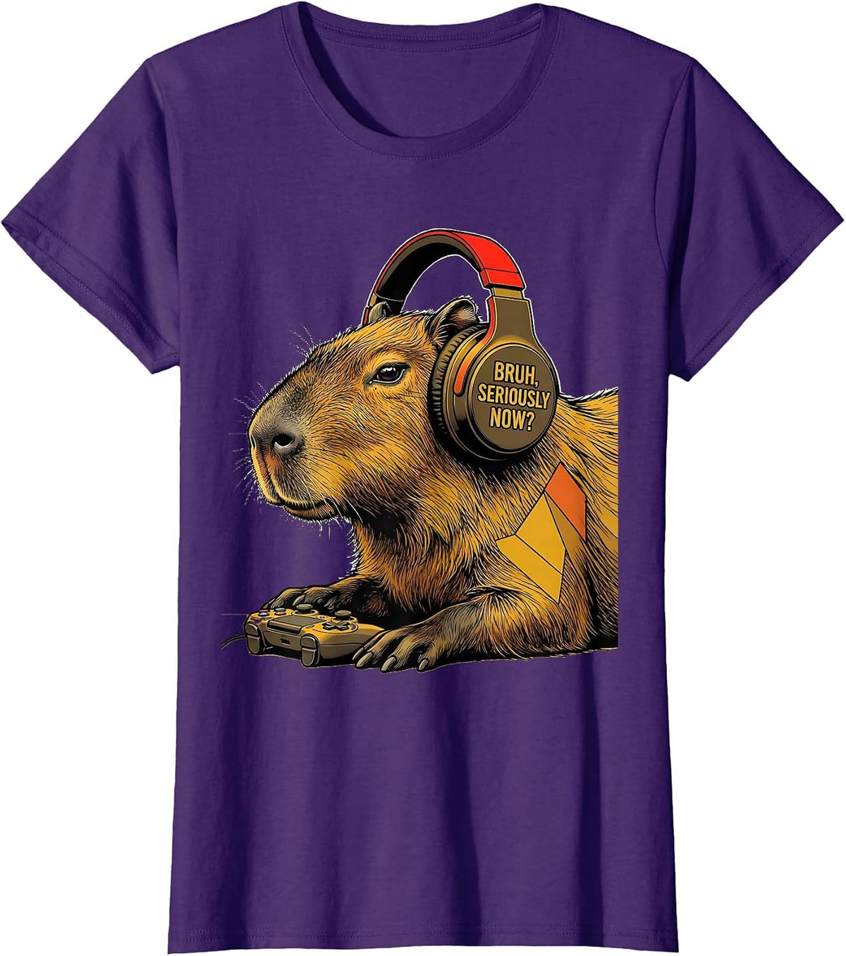Women's BRUH, SERIOUSLY NOW? Funny Capybara Gamer Meme Humor T-Shirt - Purple