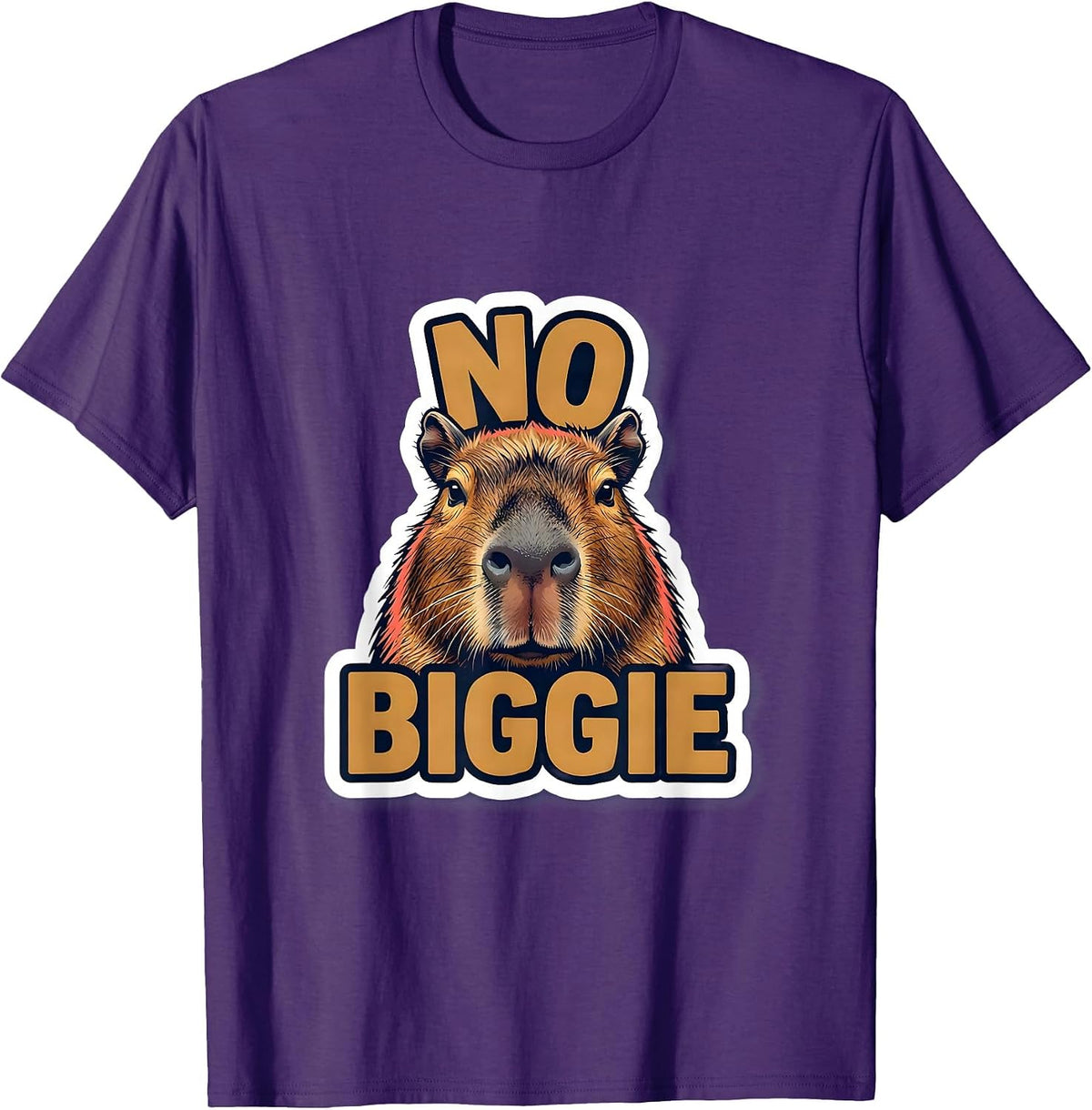 Men's No Biggie Funny Capybara Animal Meme Humor T-Shirt - Purple