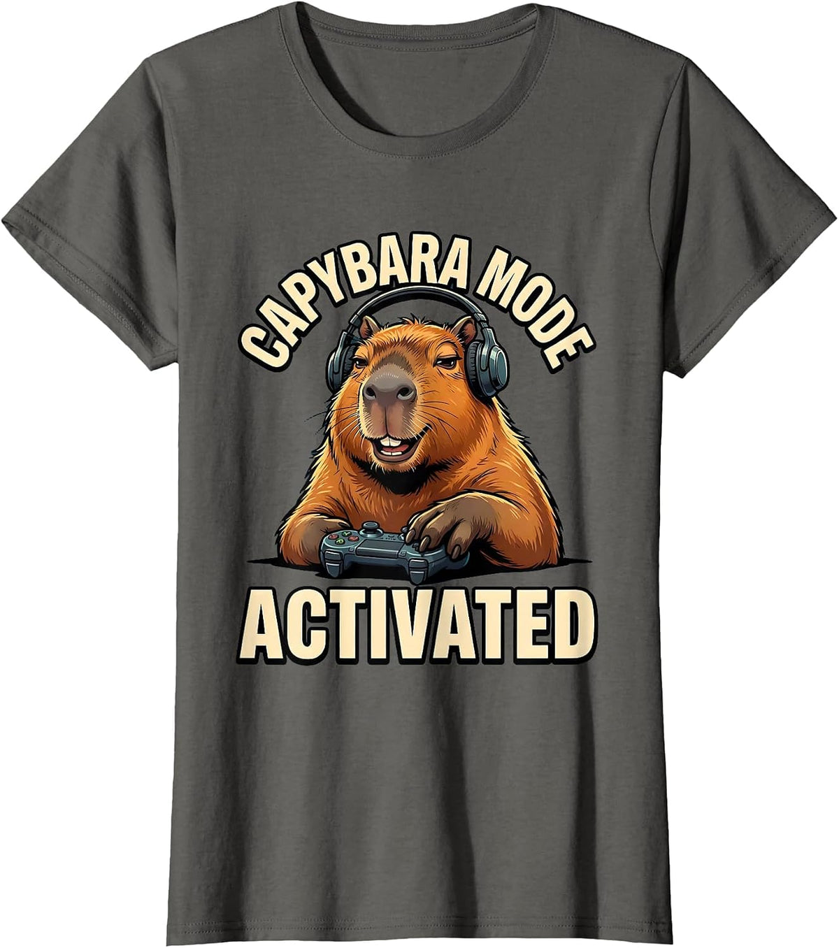 Women's Capybara Mode Activated Funny Gamer Meme Internet Humor T-Shirt - Asphalt Grey