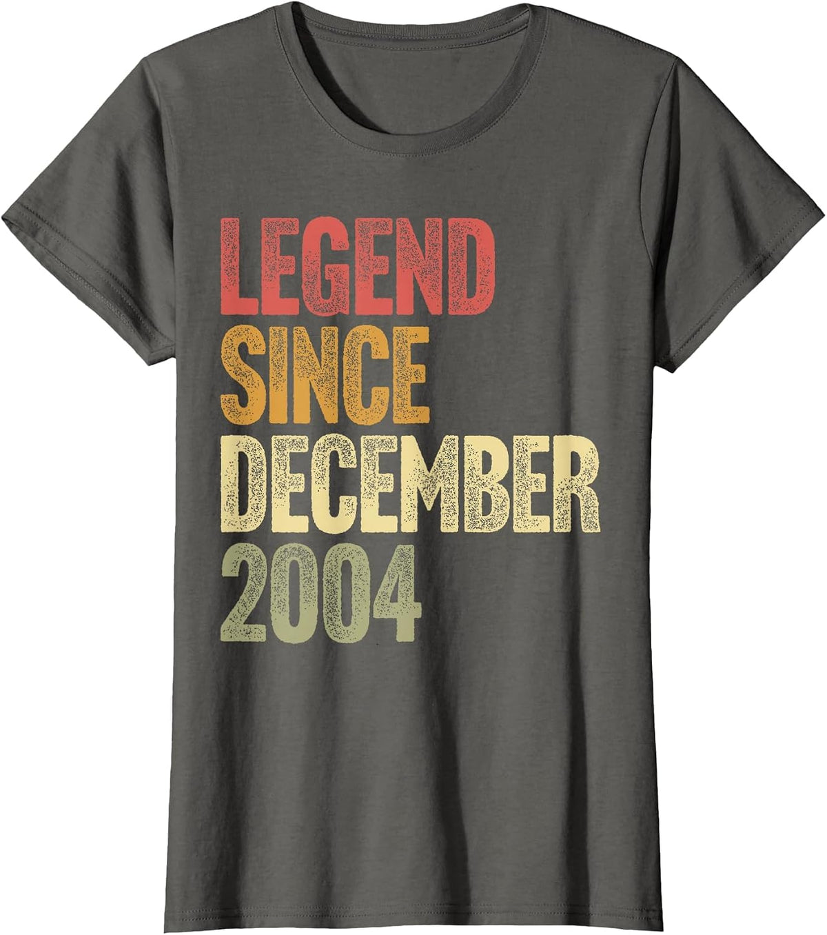 21 Year Old Legend Since December 2004 Retro 21st Birthday T-Shirt - Asphalt Grey