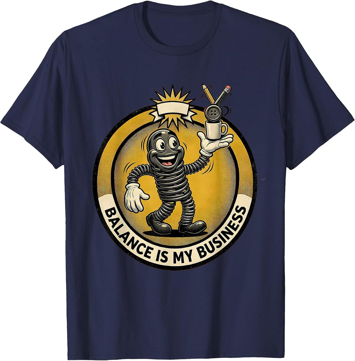 Balance Is My Business Occupational Therapy Design T-Shirt - Navy Blue