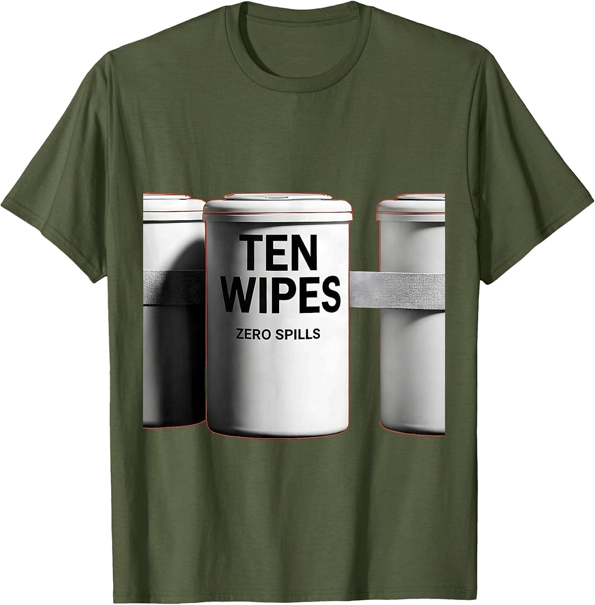 Men's Ten Wipes Zero Spills Funny Daycare Provider Childcare T-Shirt - Olive Green