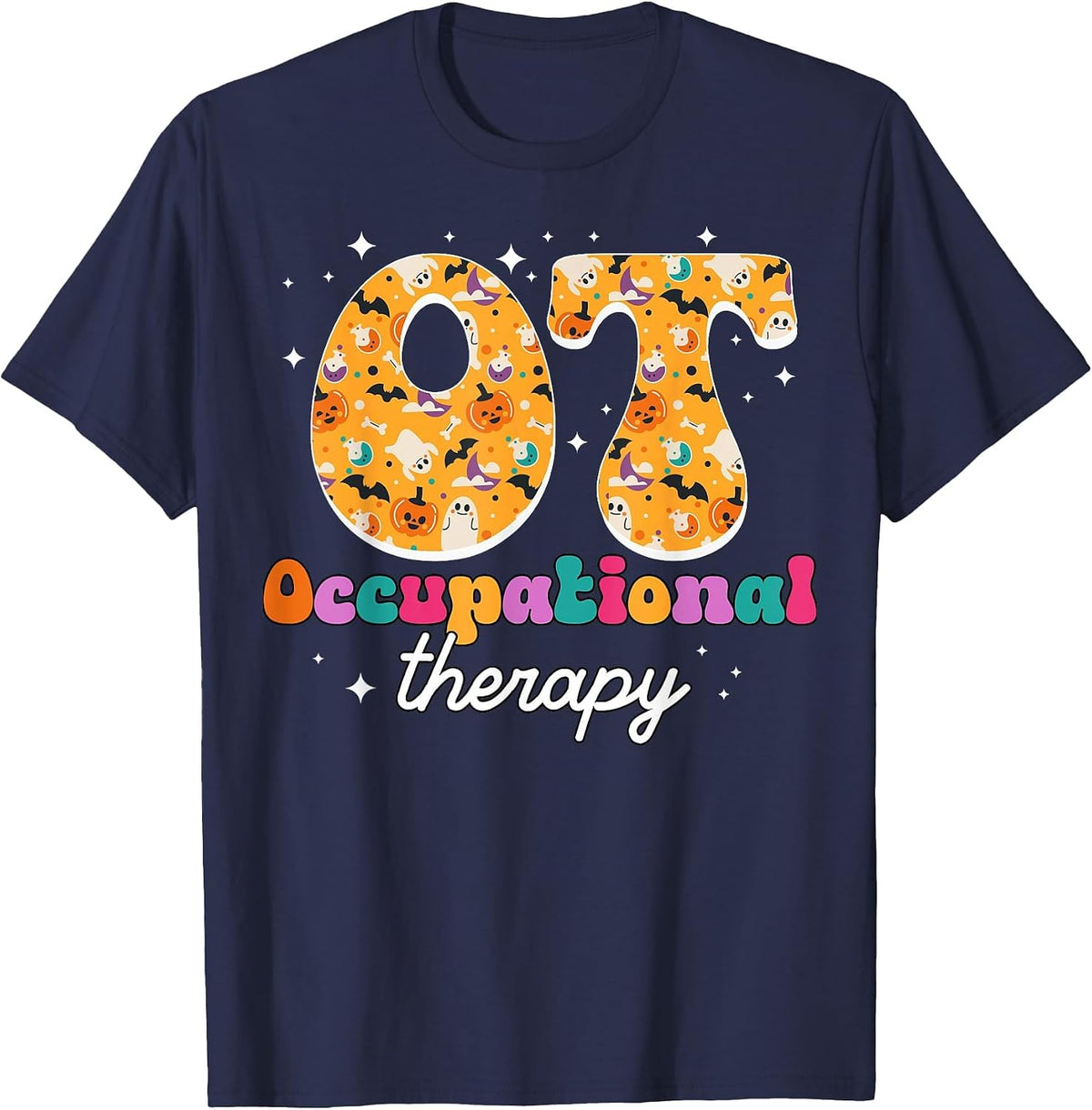 Ot Occupational Therapy Therapist Halloween OTA Fall Pumpkin T-Shirt - Navy Blue