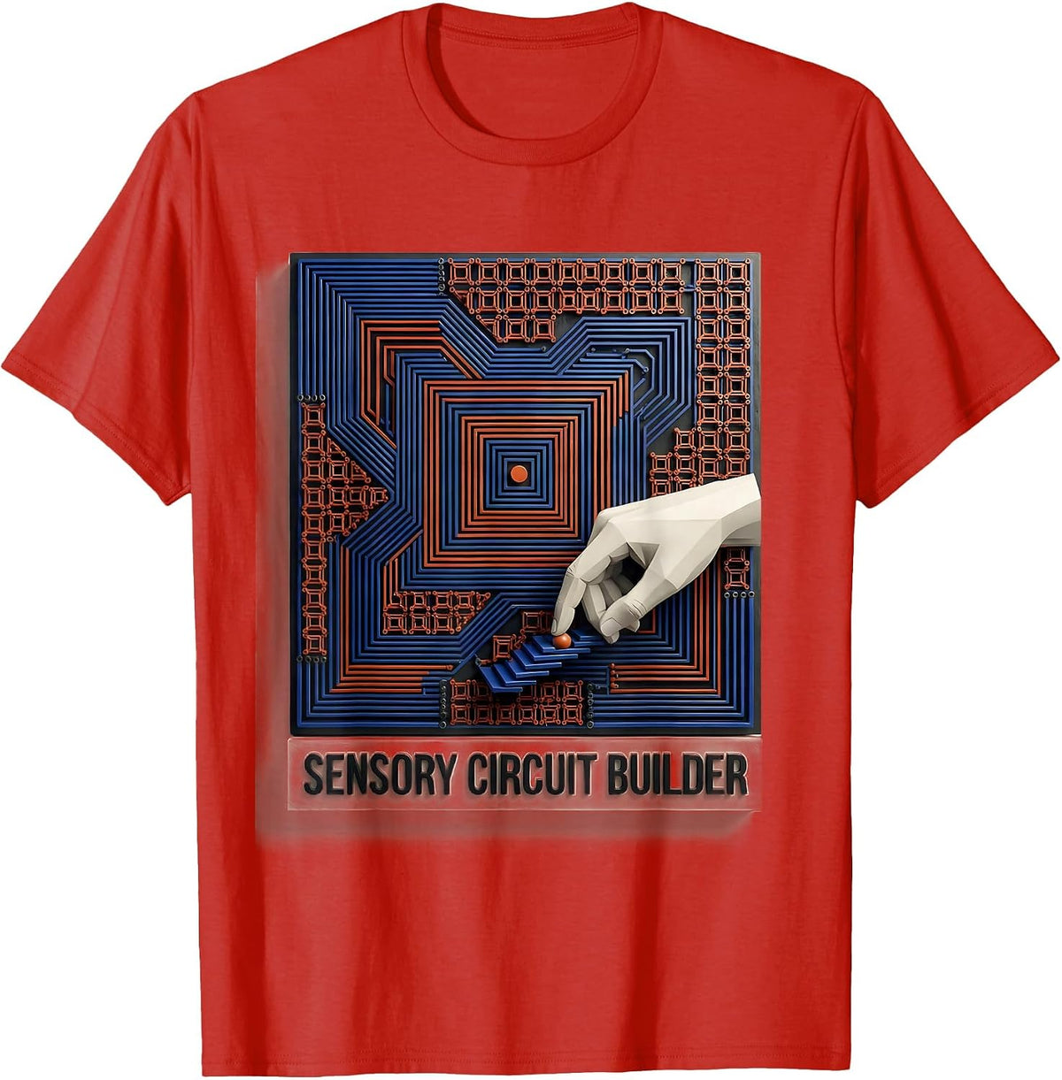 Men's Sensory Circuit Builder Geometric Occupational Therapy OT T-Shirt - Red