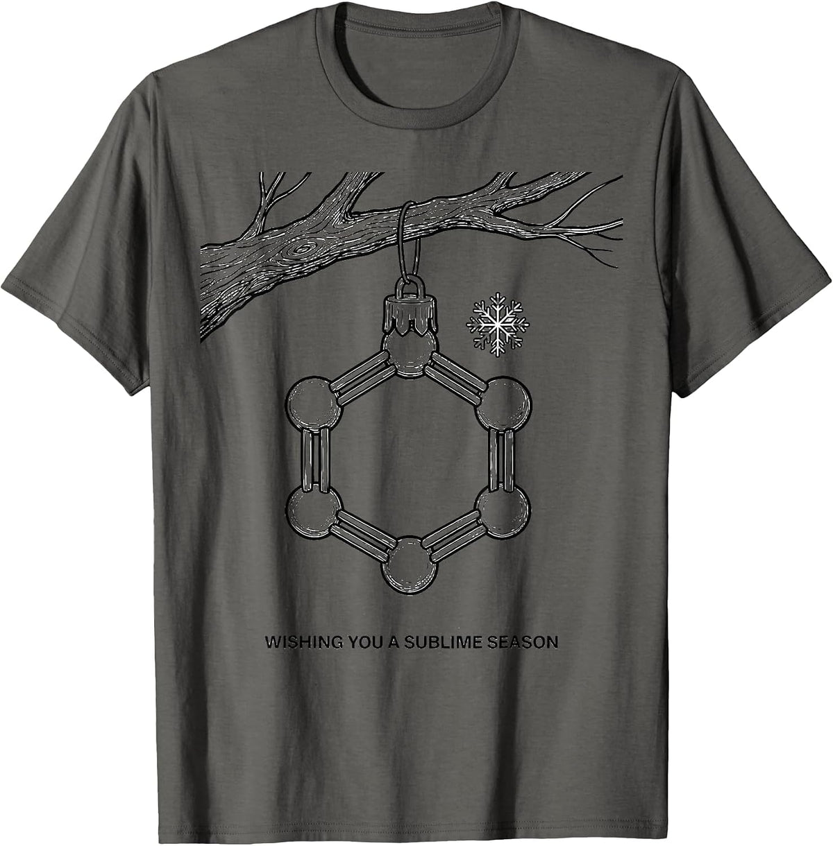 Men's Wishing You A Sublime Season Nerdy Chemistry Humor Science T-Shirt - Asphalt Grey