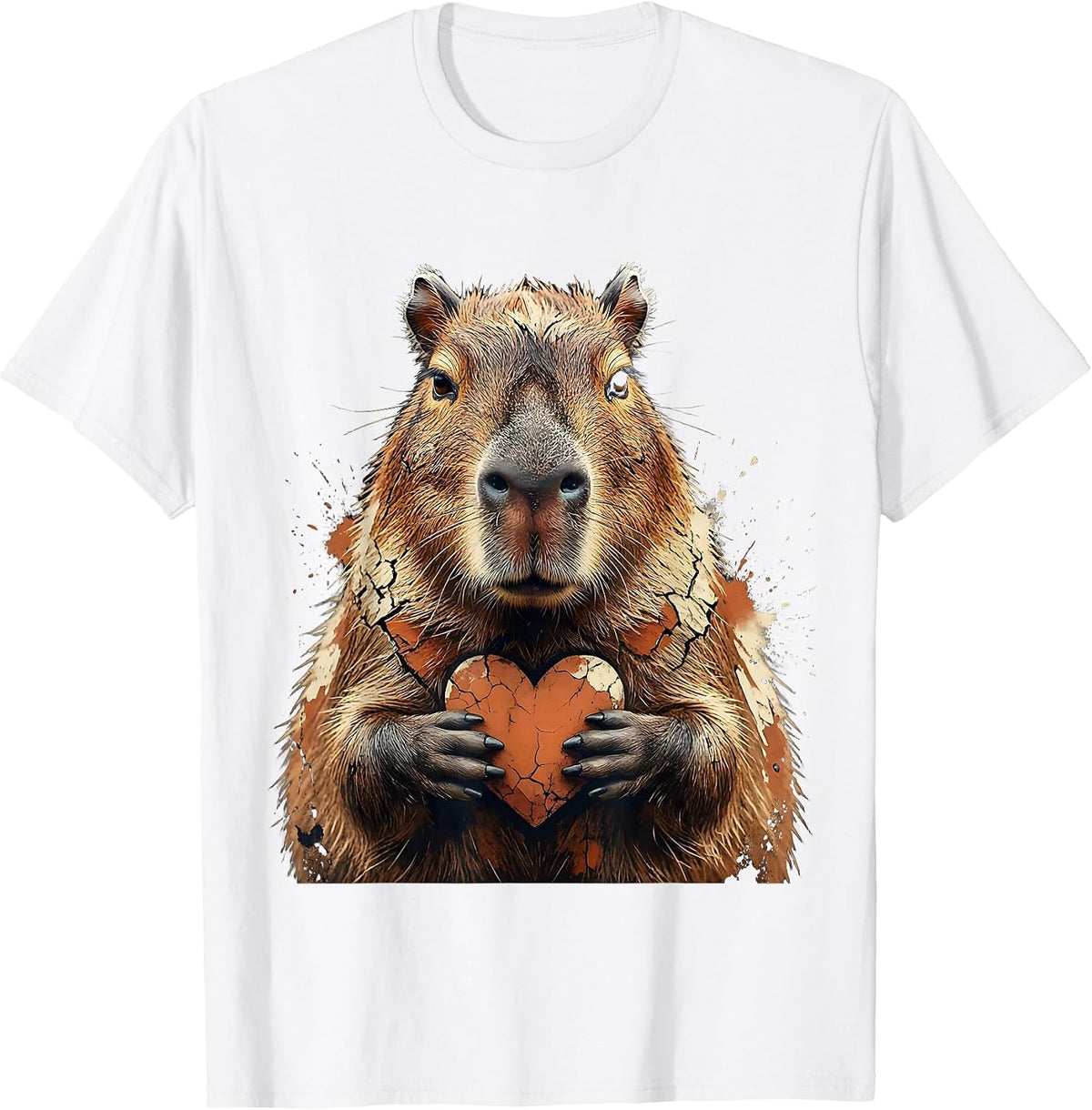 Men's Capybara Portrait Distressed Funny Animal Meme Gamer T-Shirt - White