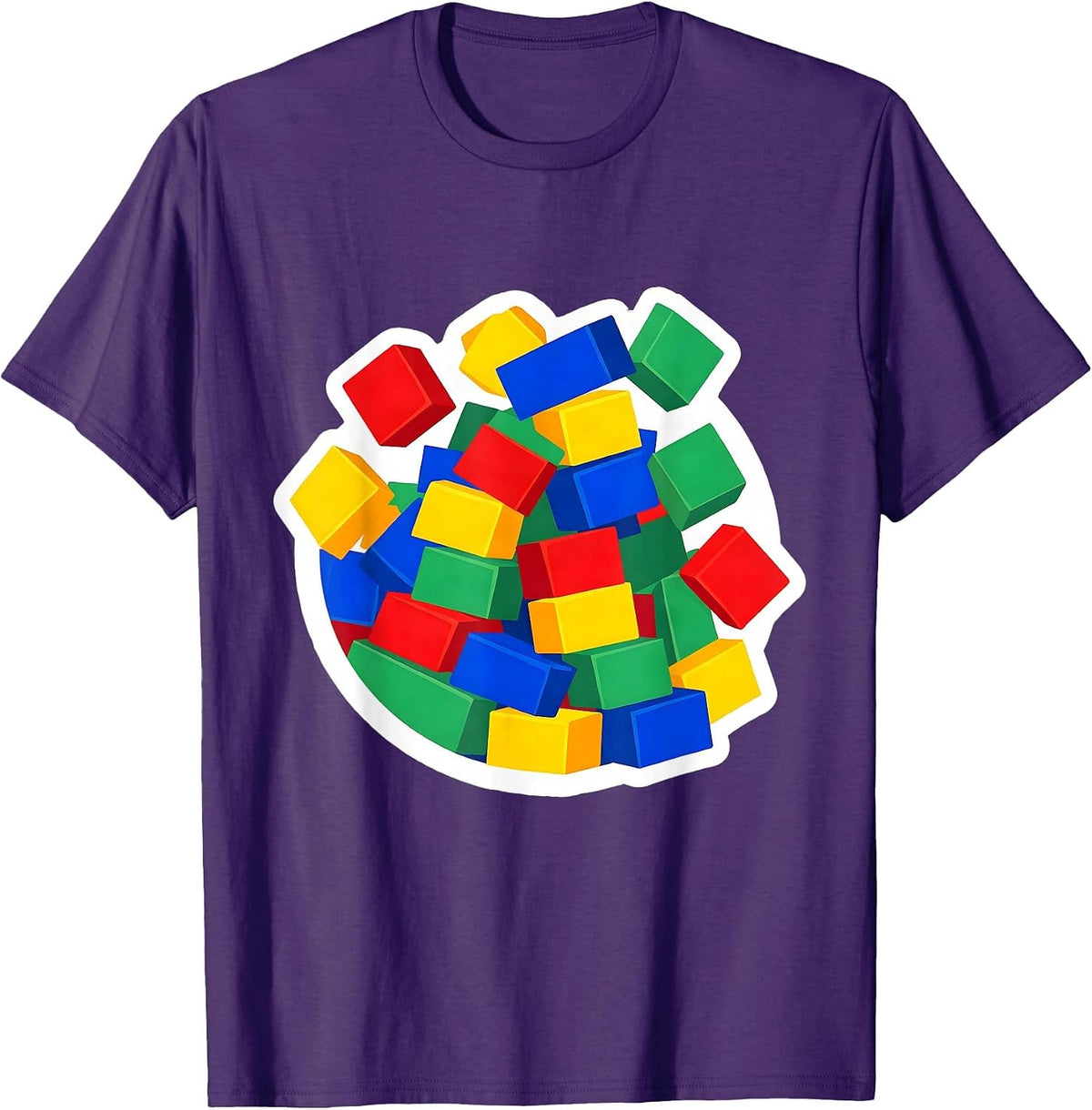Men's Colorful Building Blocks Preschool Teacher Gift T-Shirt - Purple