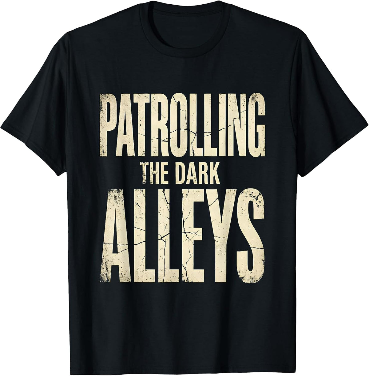 Men's Halloween Police Flashlight Dark Alley Design T-Shirt - Black