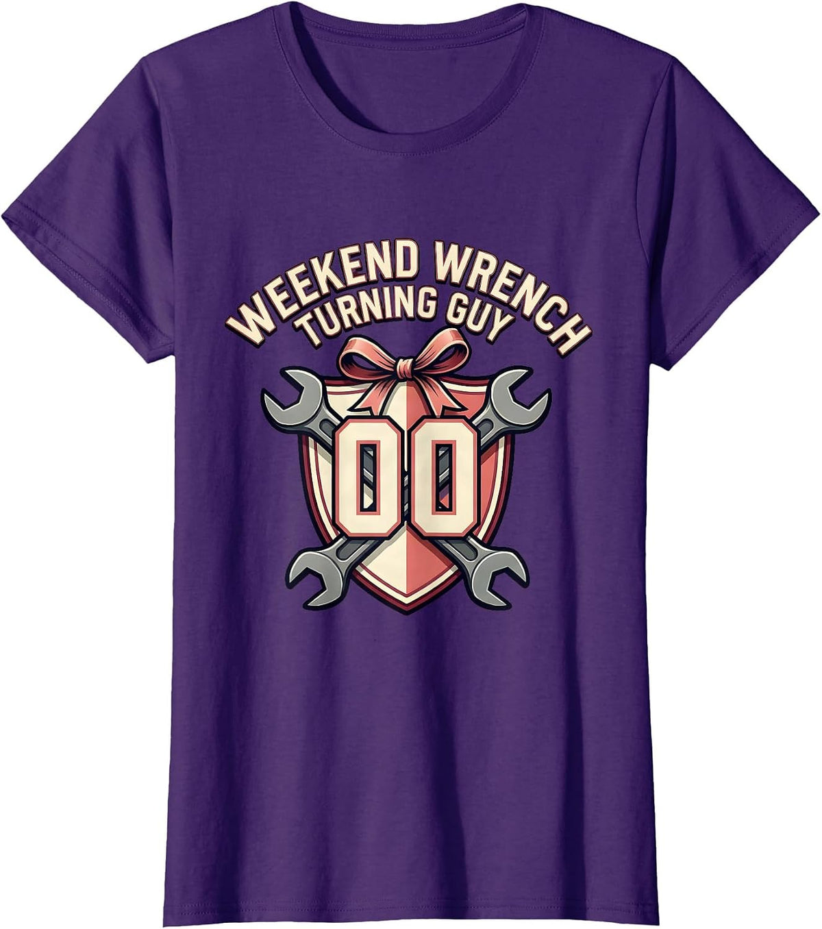 Women's Weekend Wrench Turning Guy Car Mechanic Design T-Shirt - Purple