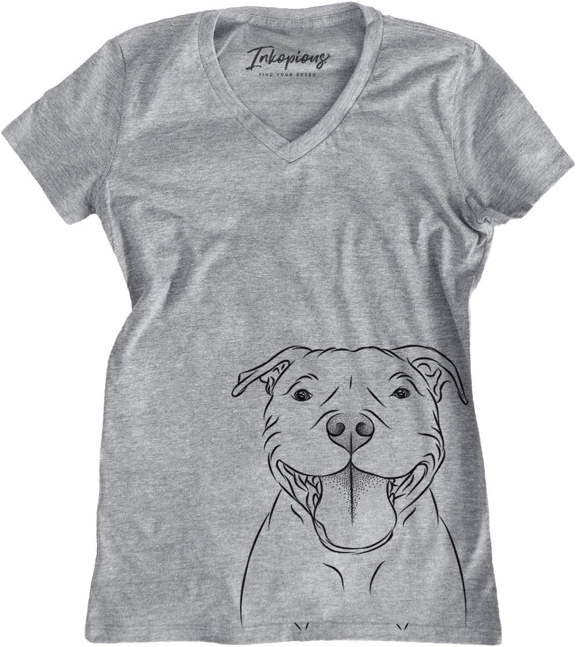 Bare Wafer the Staffordshire Bull Terrier Dog Triblend T-Shirt - Grey Modern V-neck