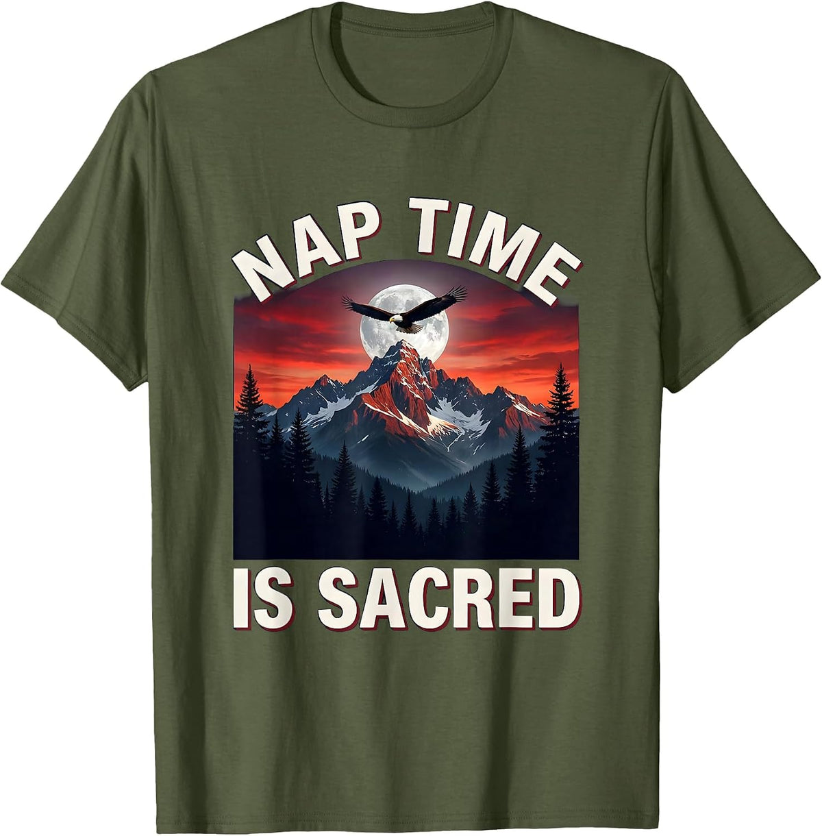 Men's Nap Time Is Sacred Kindergarten Teacher Design T-Shirt - Olive Green