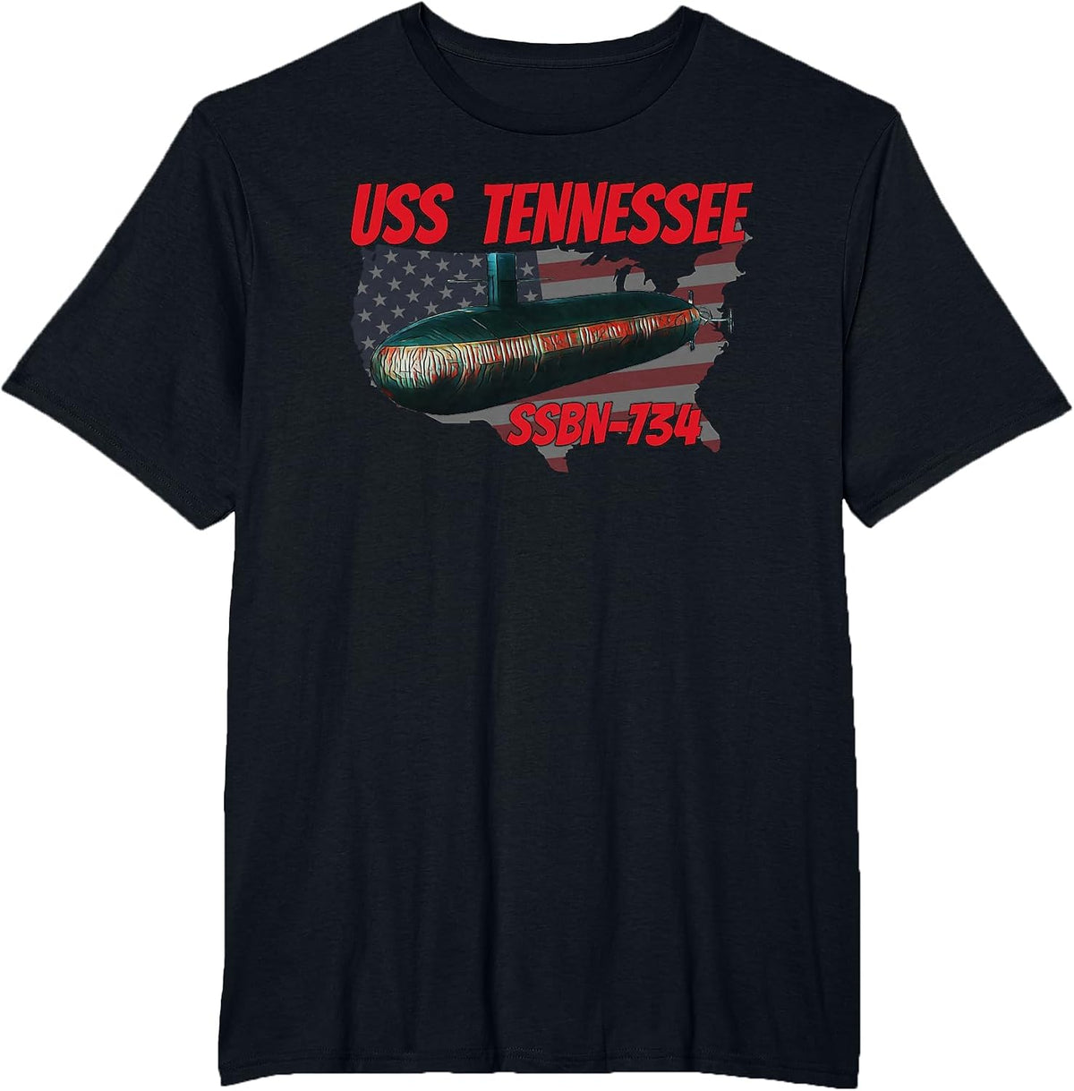 USS Tennessee SSBN-734 Submarine Veterans Day Father Grandpa T-Shirt - Black