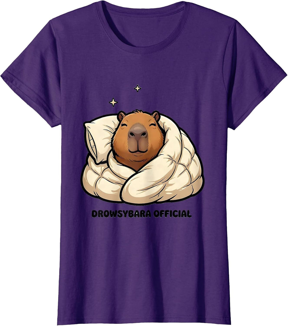 Women's Drowsybara Official Cute Capybara Pajama Sleepwear Kids T-Shirt - Purple
