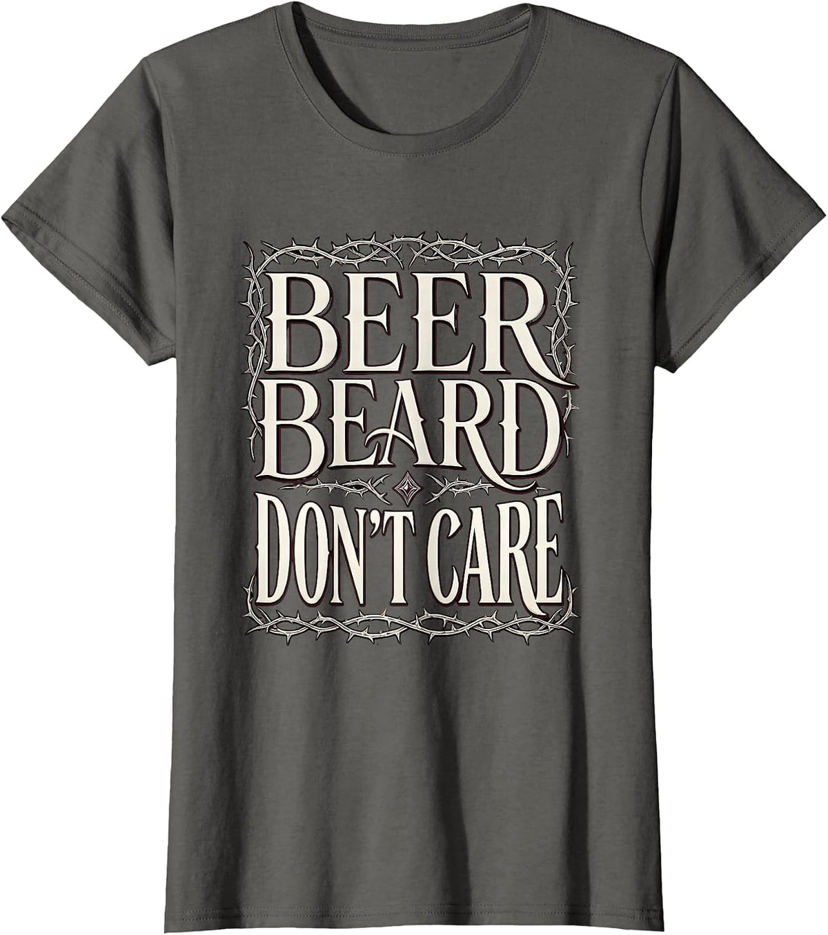 Women's Beer Beard Don't Care Oktoberfest Design T-Shirt - Asphalt Grey