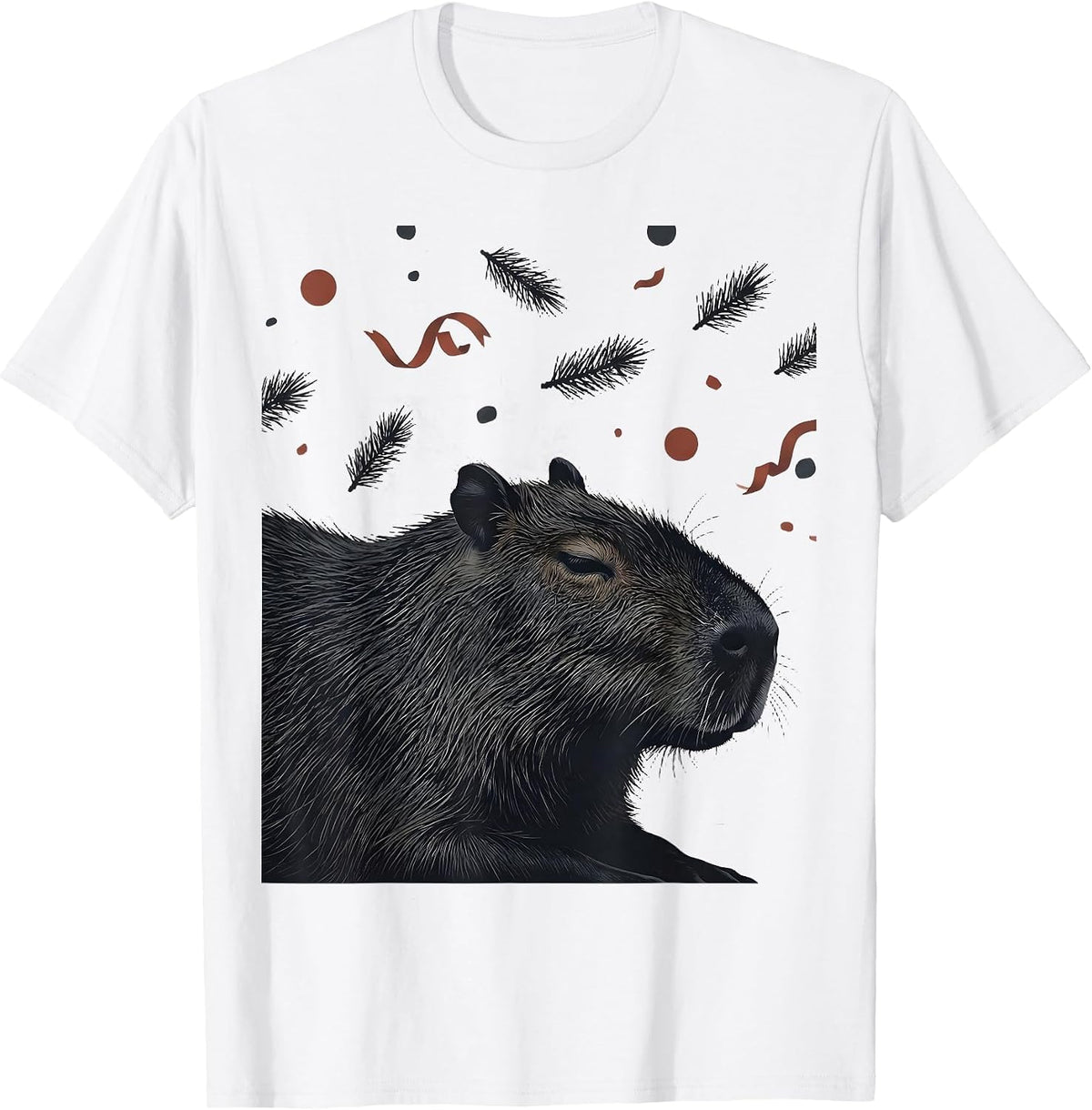 Men's Capybara Santa Hat Cute Christmas Animal Lover Novelty T-Shirt - White