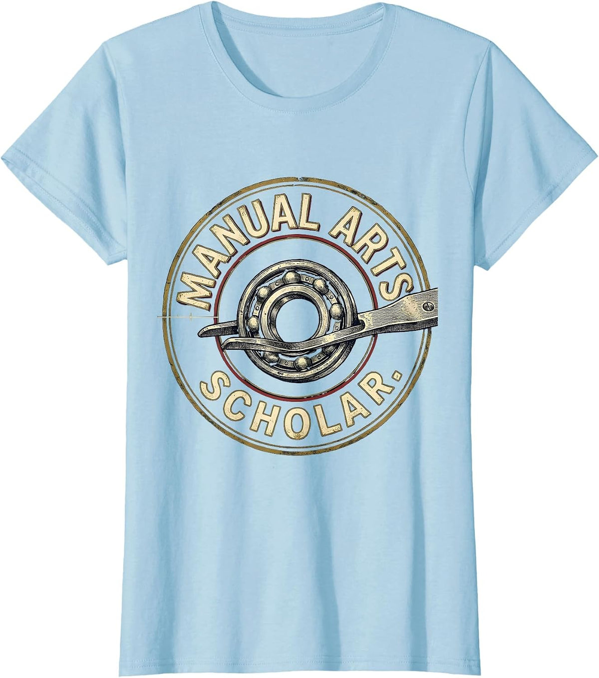 Women's Manual Arts Scholar Vintage Car Guy Manual Transmission T-Shirt - Baby Blue