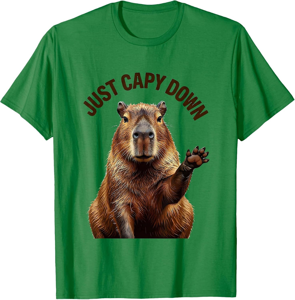 Men's Just Capy Down Funny Capybara Meme Animal Humor T-Shirt - Kelly Green