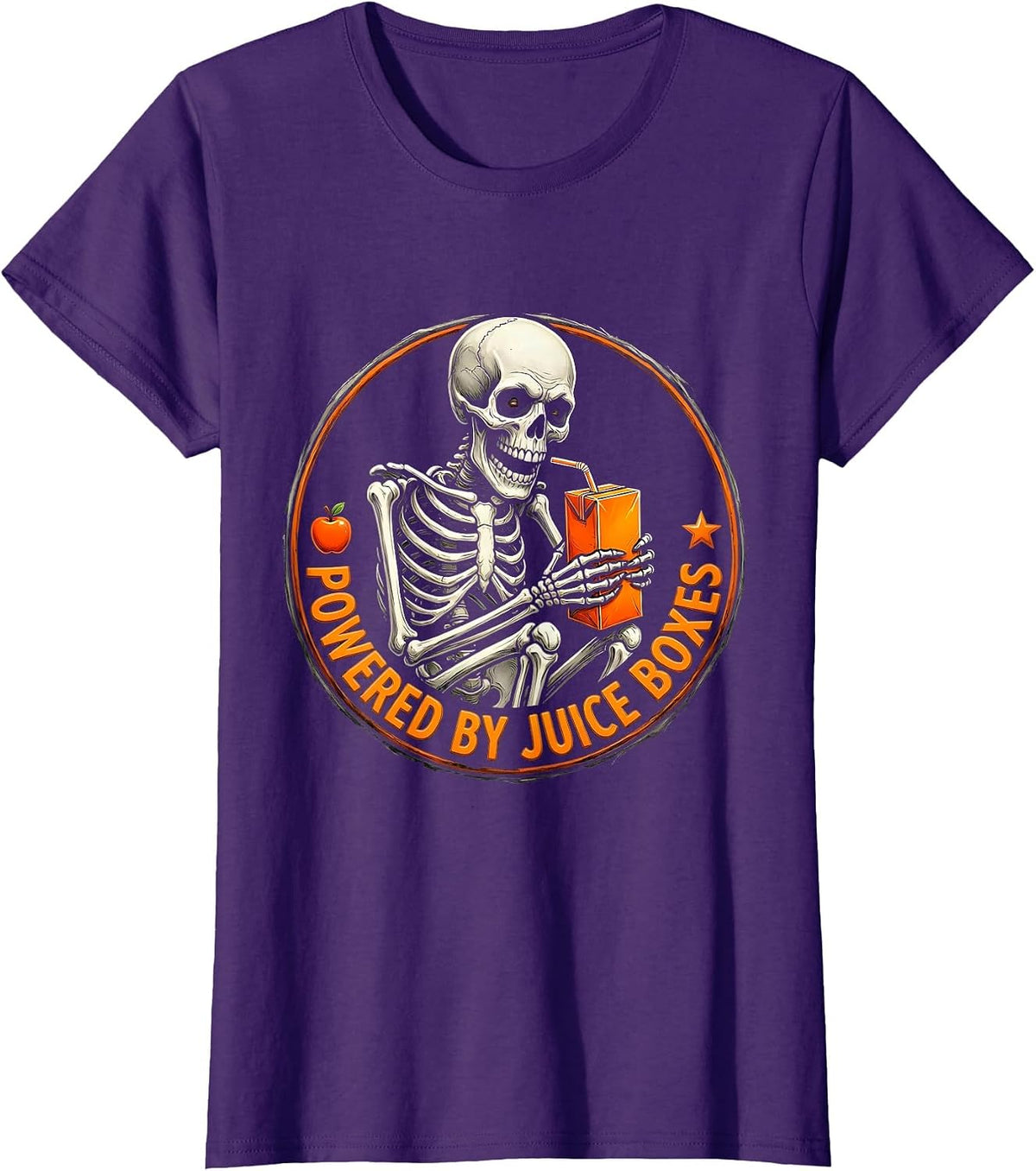 Women's Powered by Juice Boxes Preschool Teacher Design T-Shirt - Purple