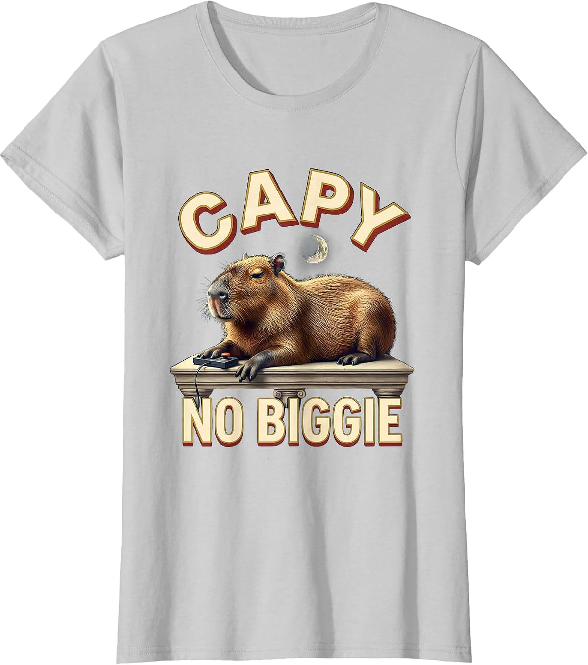 Women's Capy, No Biggie Funny Capybara Gamer Humor Video Games T-Shirt - Silver Grey