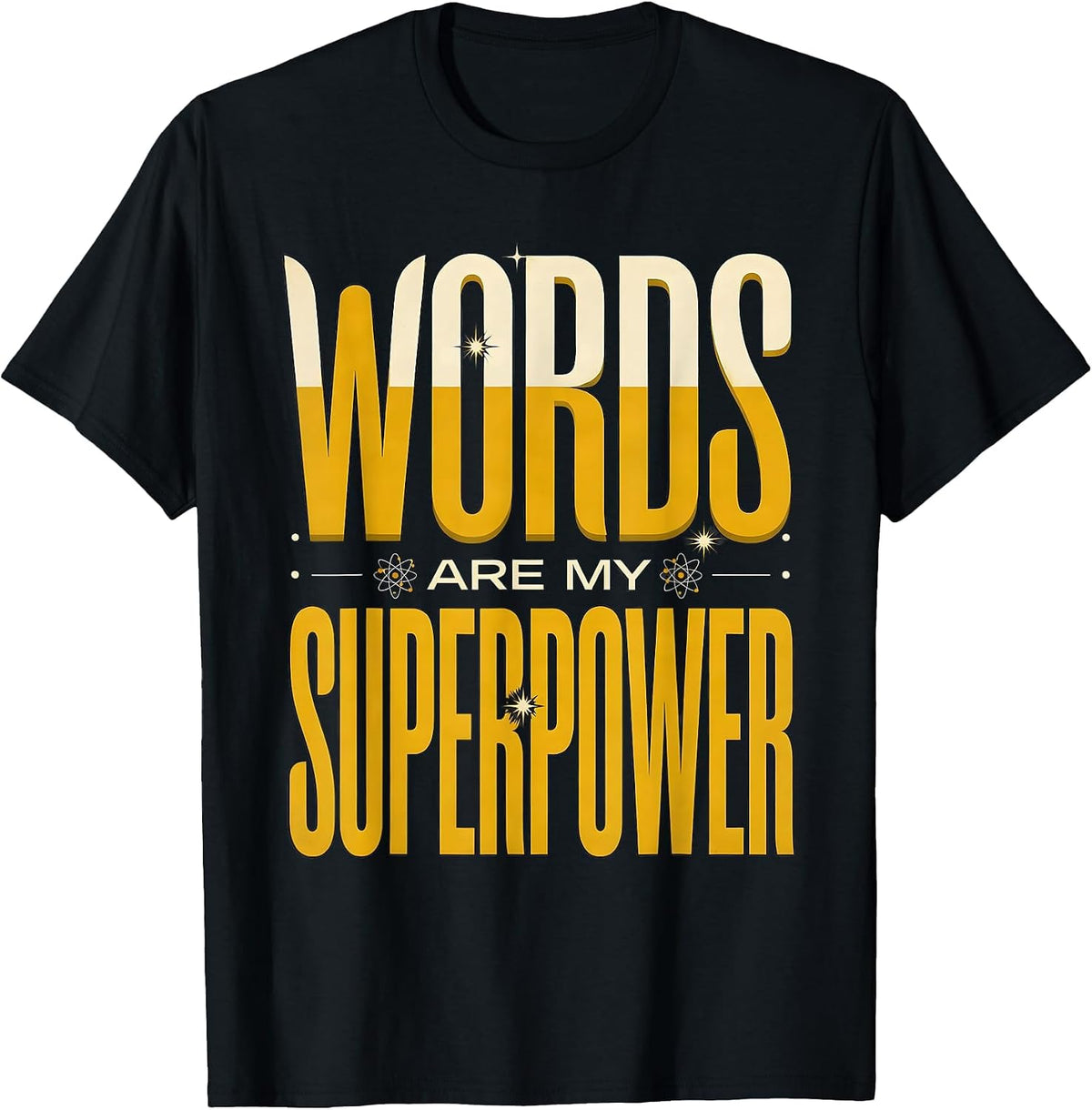 Men's Words Are My Superpower English Teacher Design T-Shirt - Black