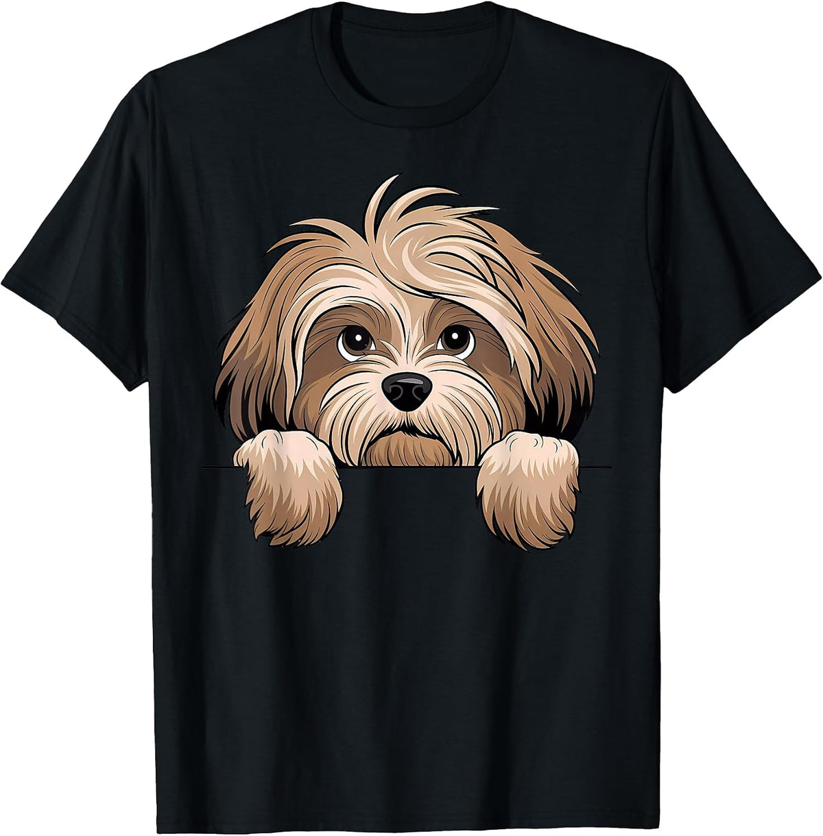 Cute Havanese Peeking Puppy Dog Lover Funny T-Shirt, Men, Black, Small - As Pictured