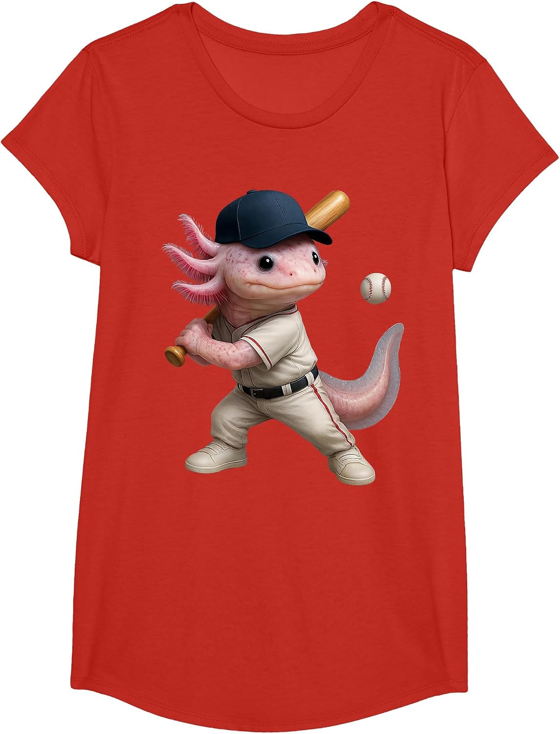 Axolotl Baseball T-Shirt - Girls Red