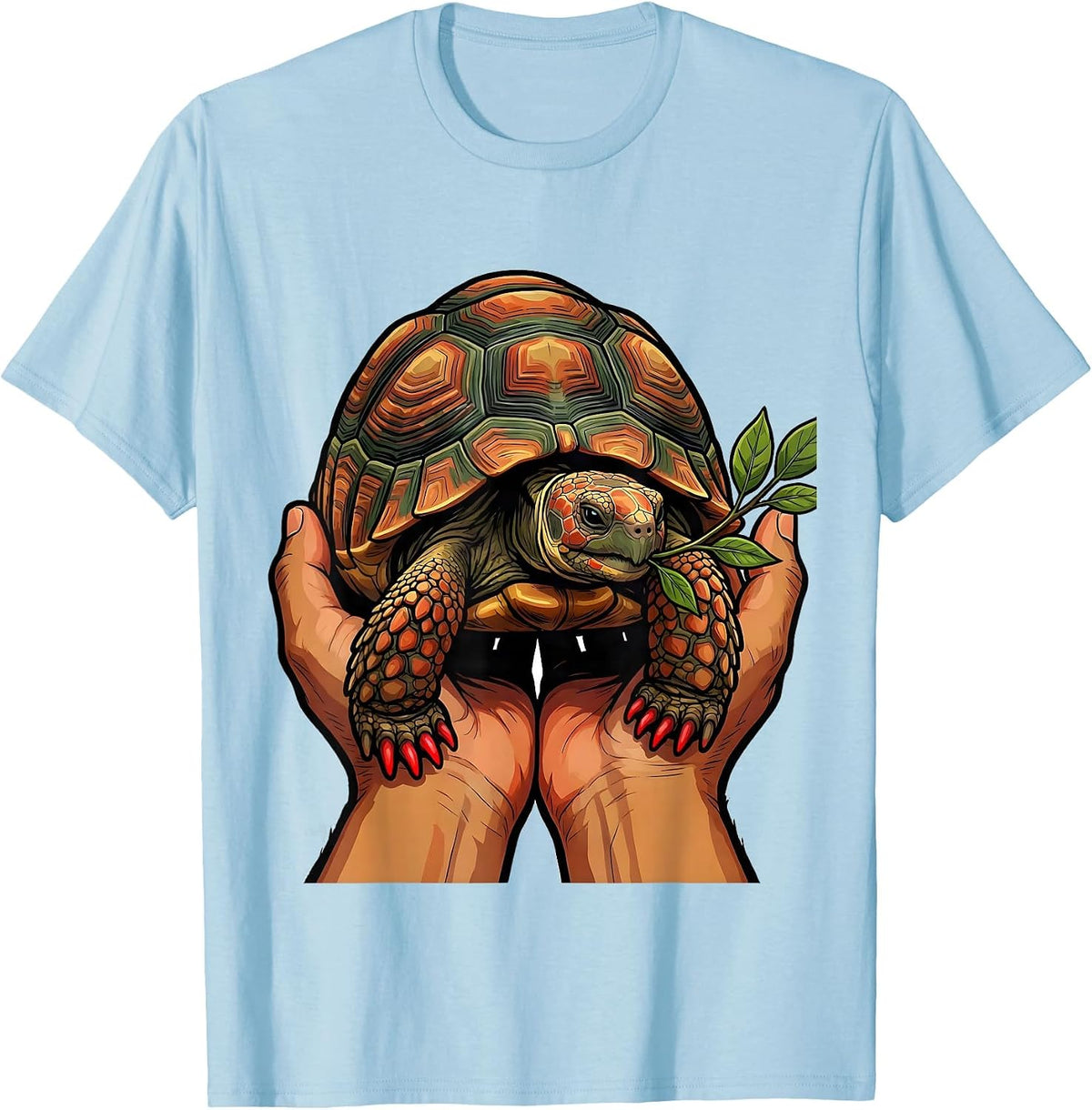Men's Friendly Red-Footed Tortoise Cartoon Reptile Lover Gift T-Shirt - Baby Blue