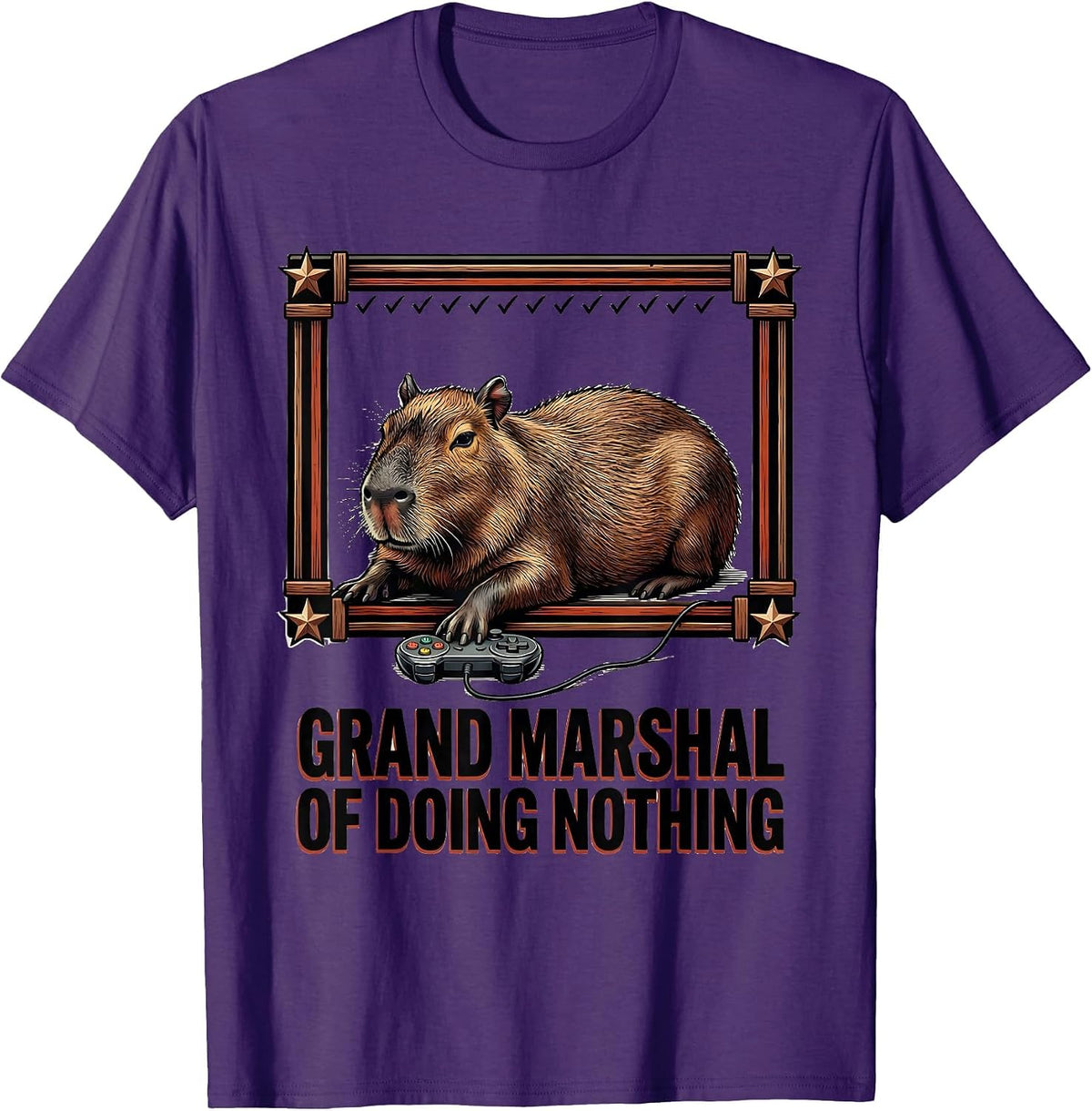 Grand Marshal of Doing Nothing Funny Capybara Gamer Meme T-Shirt - Purple
