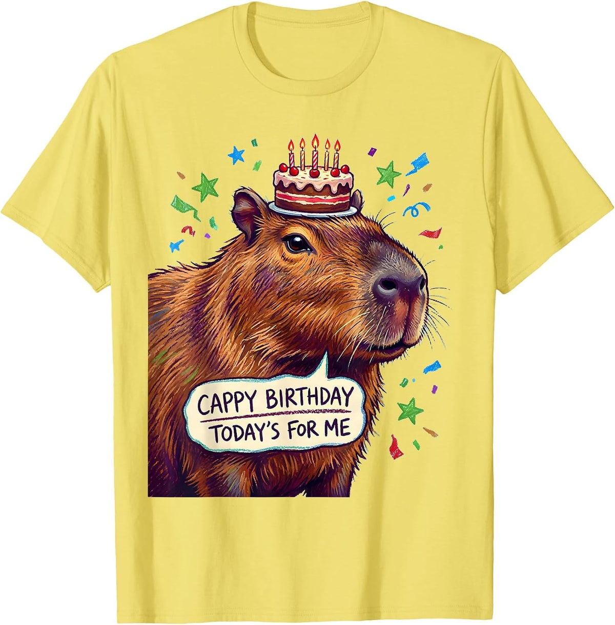 Men's Cappy Birthday Today’s For Me Kawaii Girl Capybara Birthday T-Shirt - Lemon Yellow