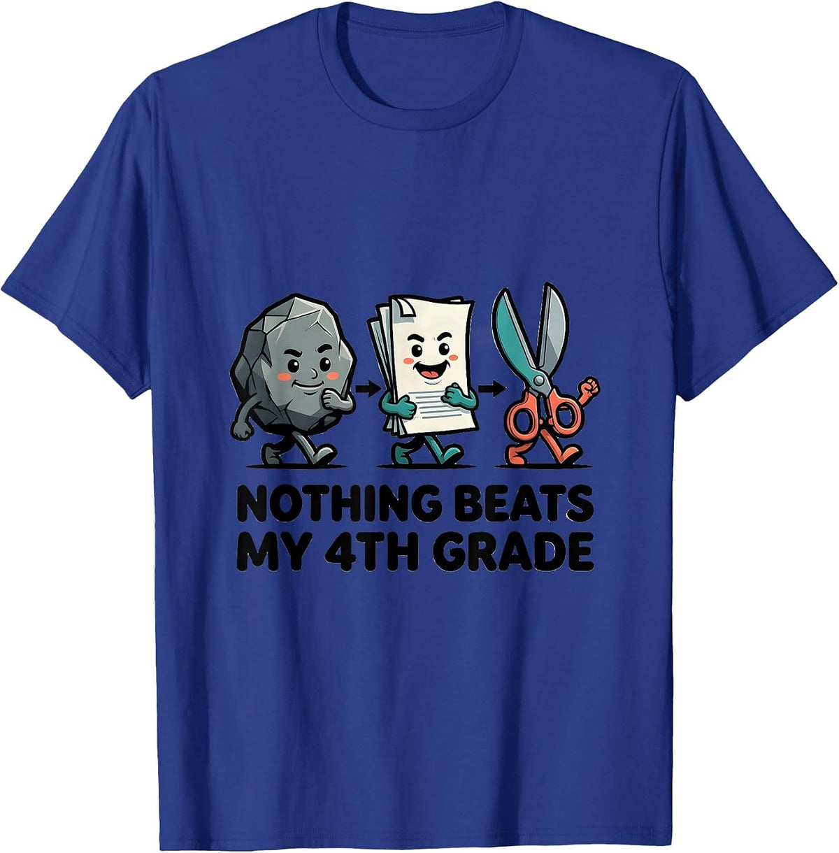 Nothing Beats My 4th Grade Funny Back To School Rock Paper T-Shirt - Royal Blue