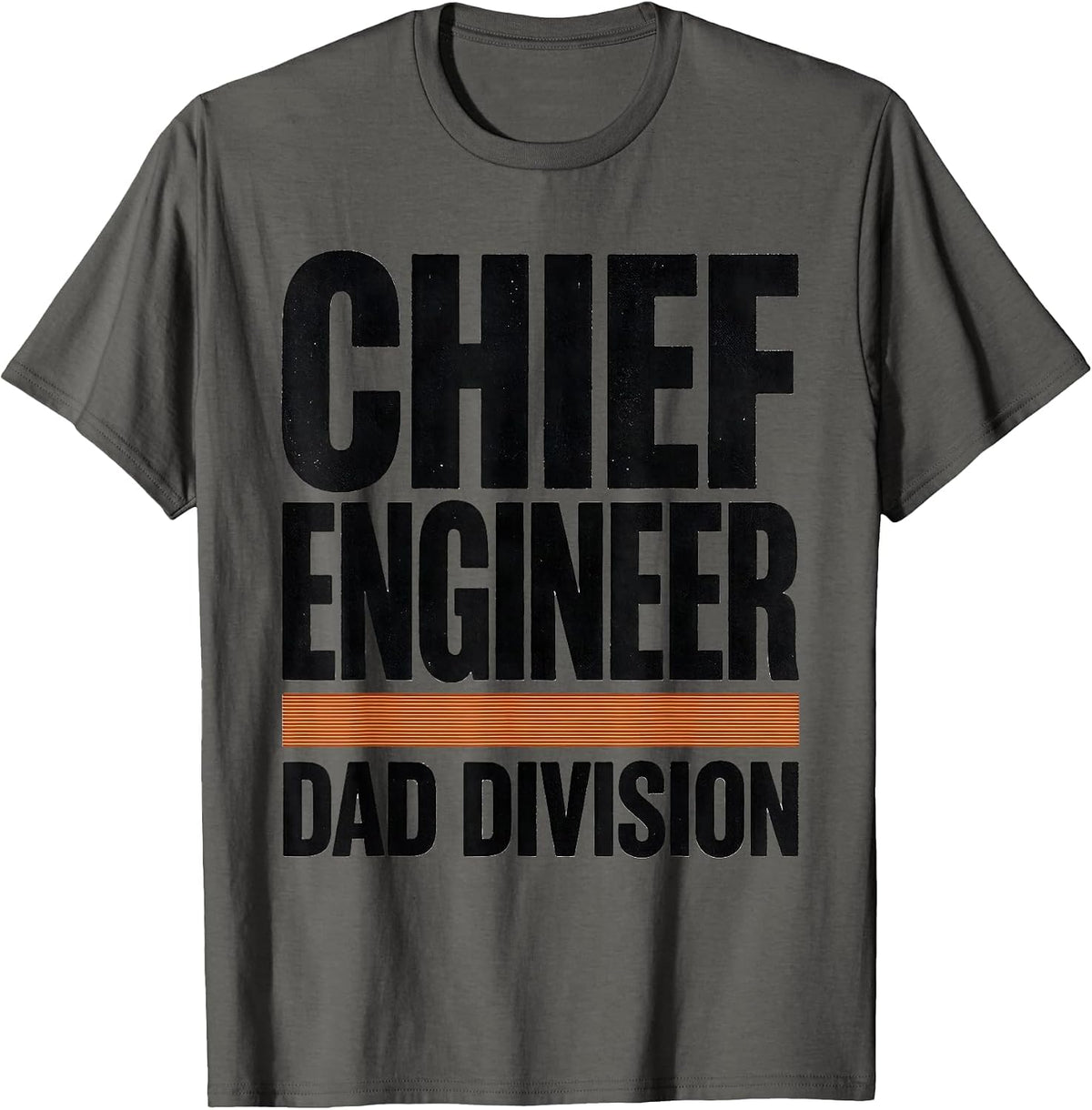 Chief Engineer Dad Division Funny Train Enthusiast Model T-Shirt - Asphalt Grey
