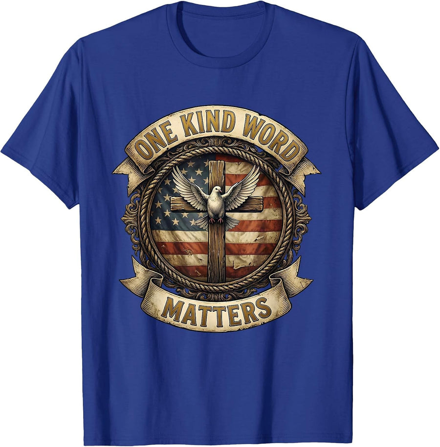 One Kind Word Matters Be Kind Graphic Design T-Shirt - Royal Blue