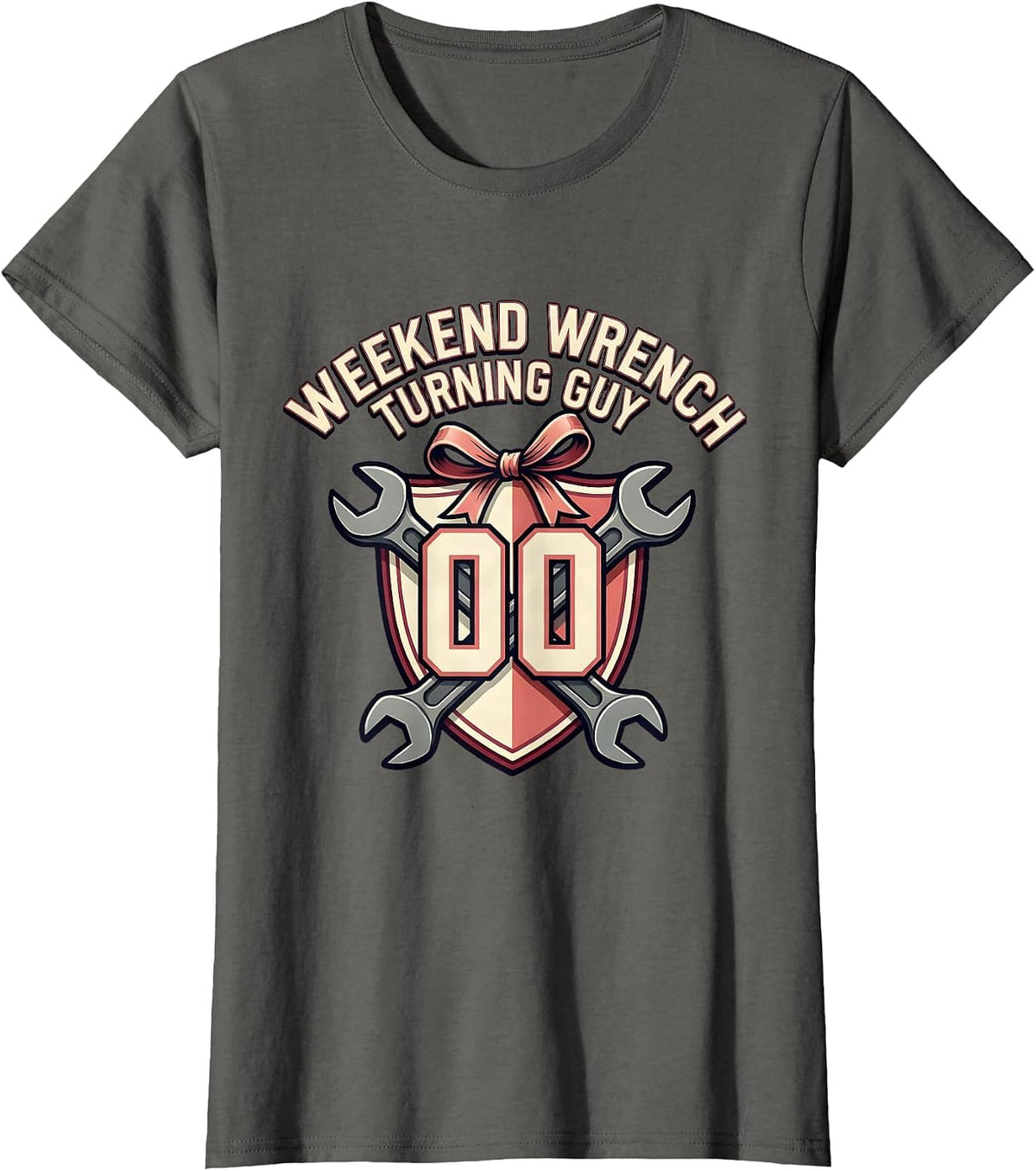 Women's Weekend Wrench Turning Guy Car Mechanic Design T-Shirt - Asphalt Grey