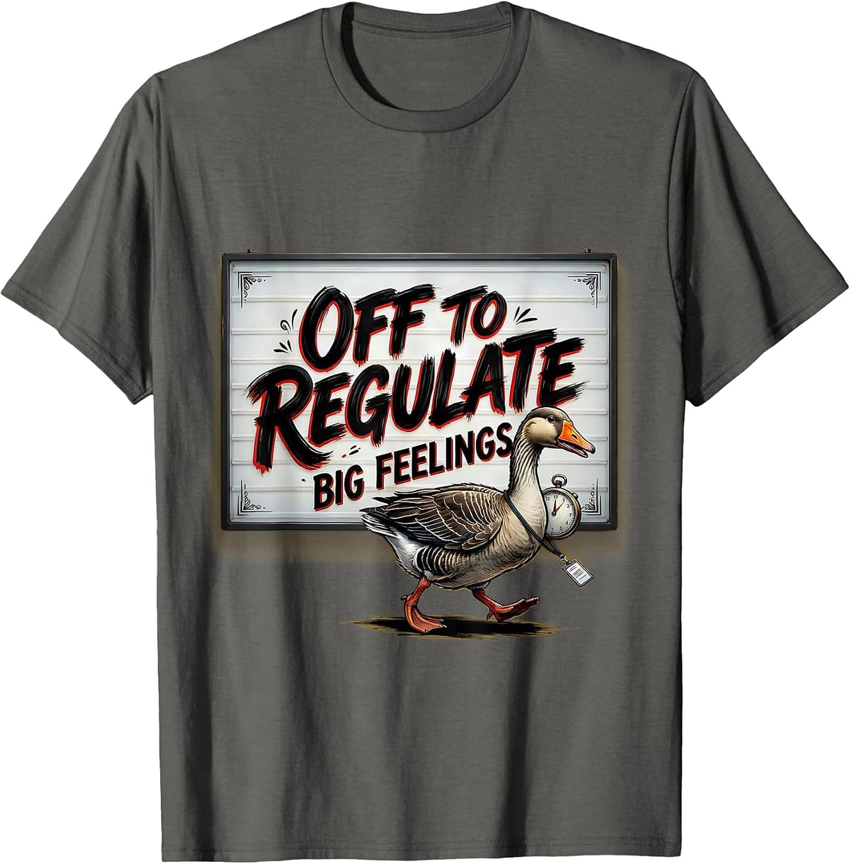 Men's Off To Regulate Big Feelings Funny Mental Health Counselor T-Shirt - Asphalt Grey