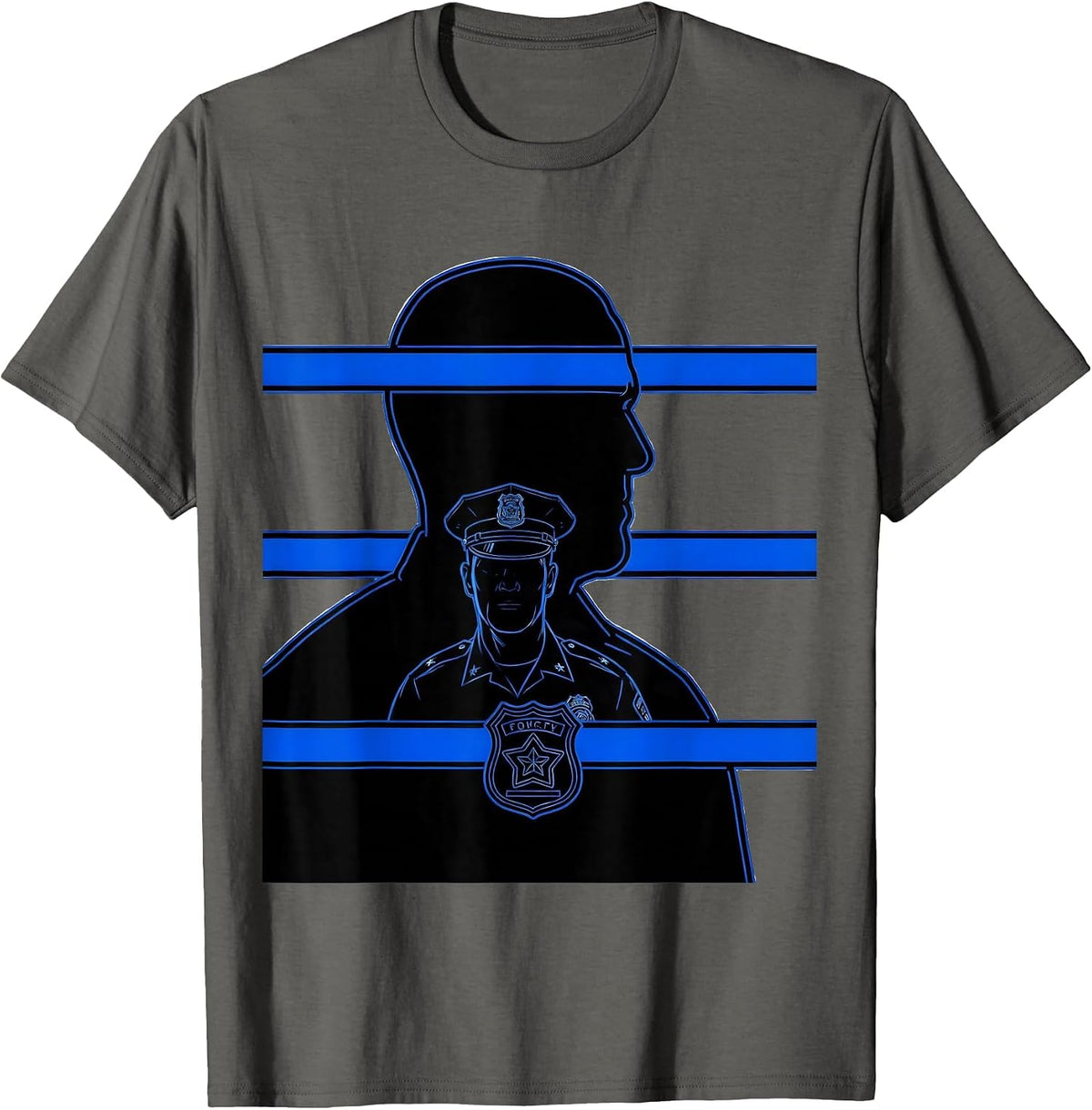 Thin Blue Line Police Family Mom Sentimental Pride T-Shirt - Asphalt Grey