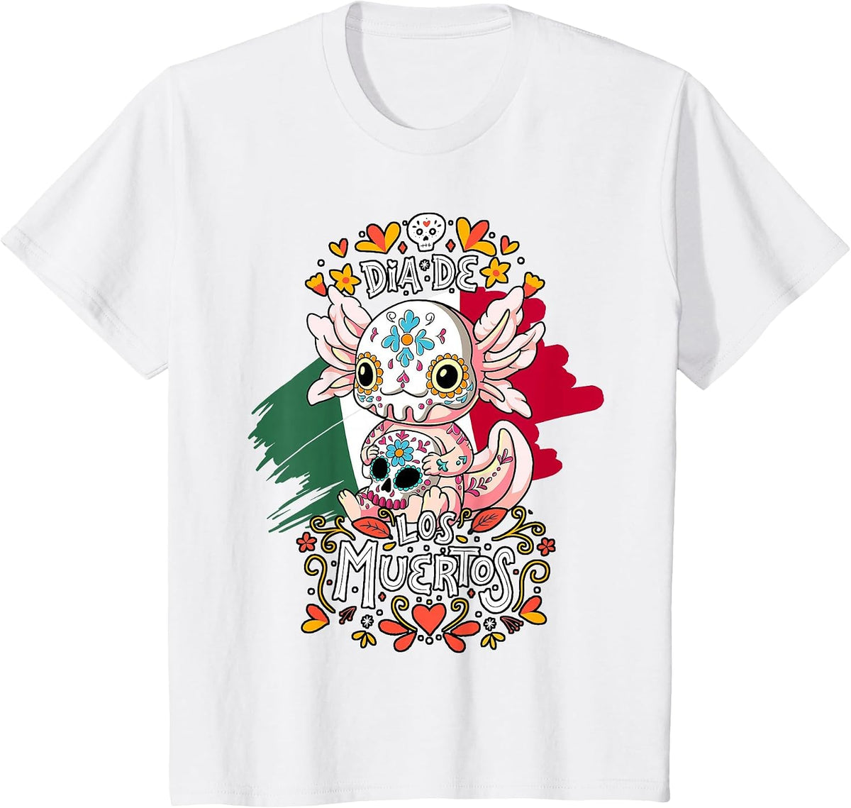 Dia De Los Muertos Axolotl T-Shirt - White