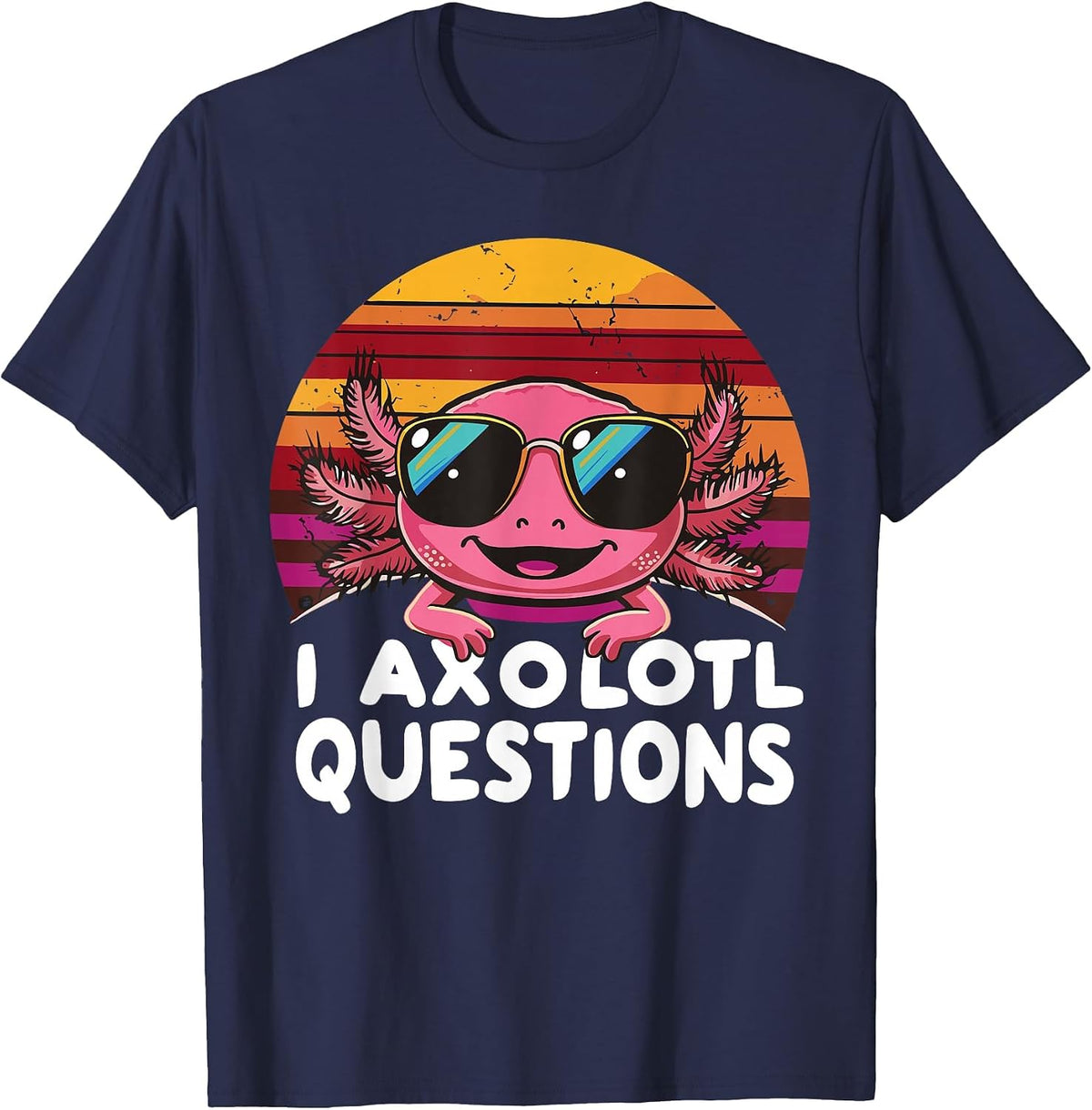 Axolotl Questions Anime Kawaii Axolotl T-Shirt - Navy Blue