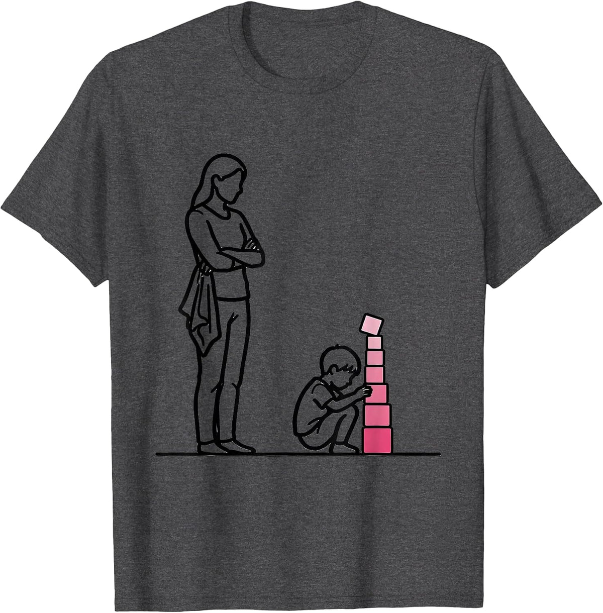Men's Montessori Guide Teacher Method Pride Play Learning T-Shirt - Dark Heather Grey