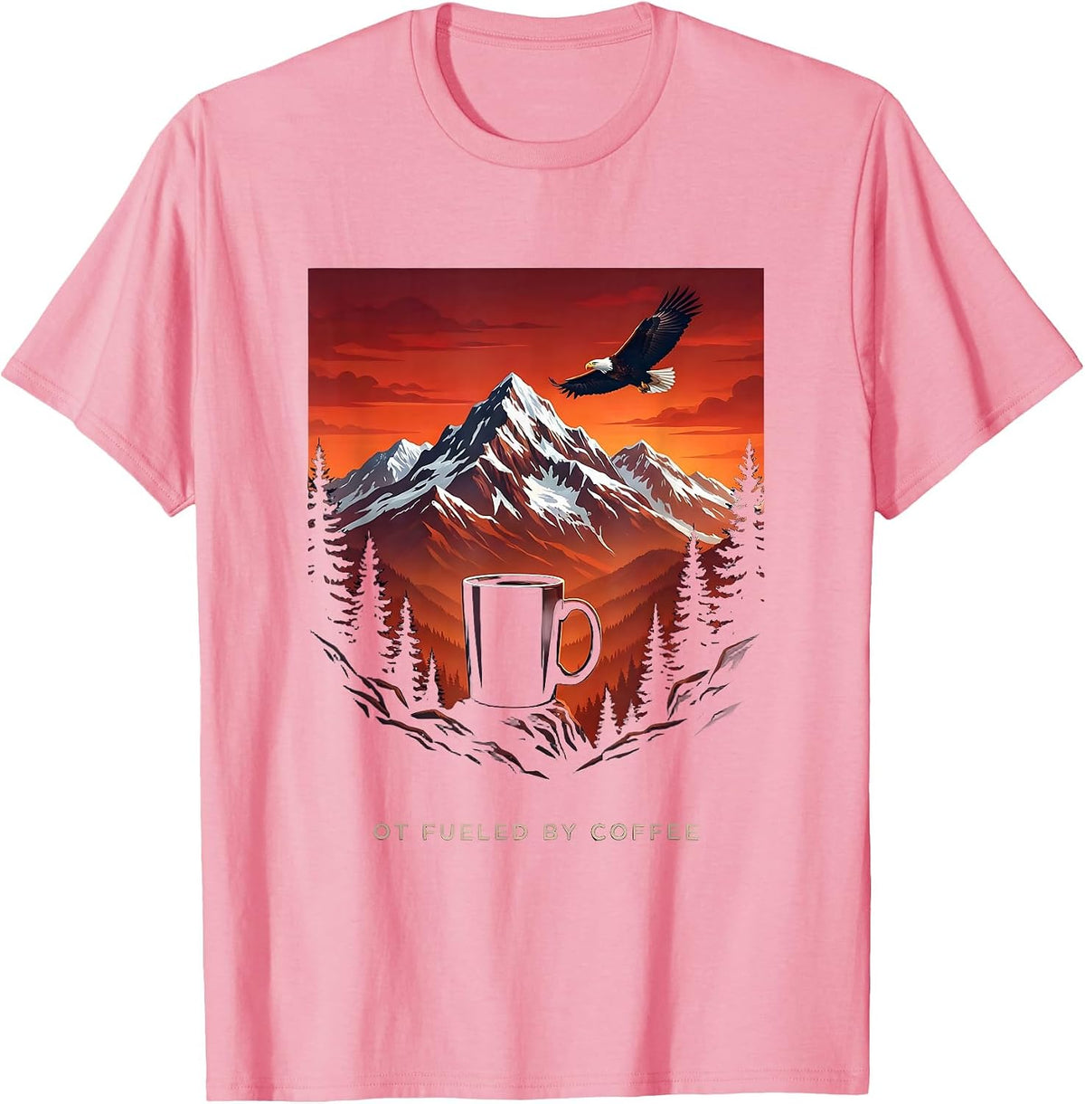 Men's OT Fueled By Coffee Occupational Therapy Design T-Shirt - Pink