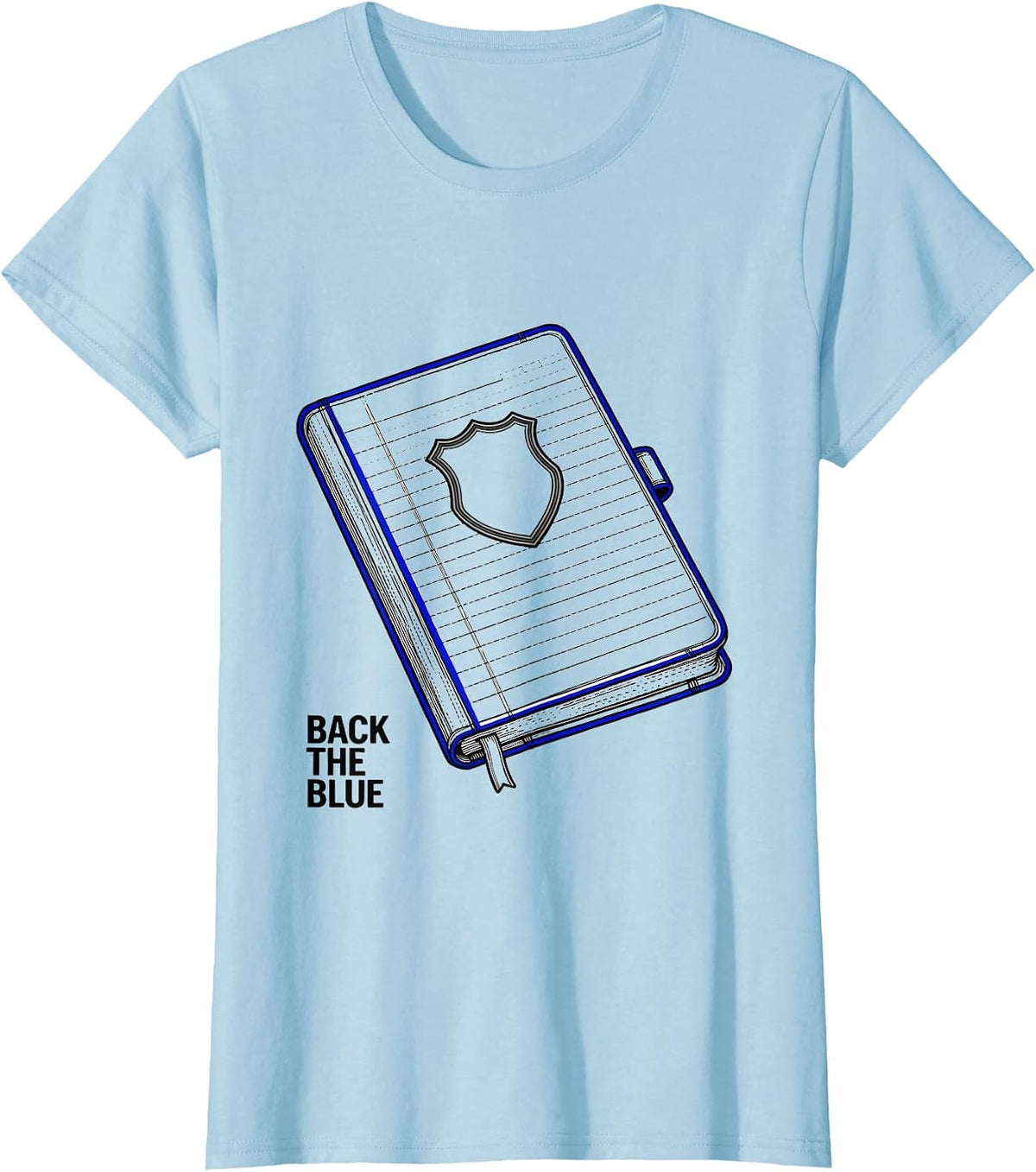 Back The Blue Thin Blue Line Police Support Line Art T-Shirt - Baby Blue