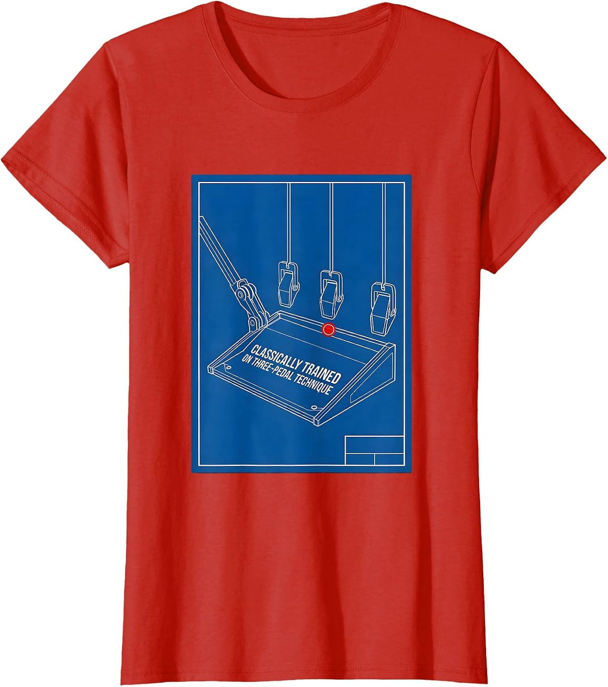 Women's Classically Trained On Three-Pedal Technique Car Guy T-Shirt - Red