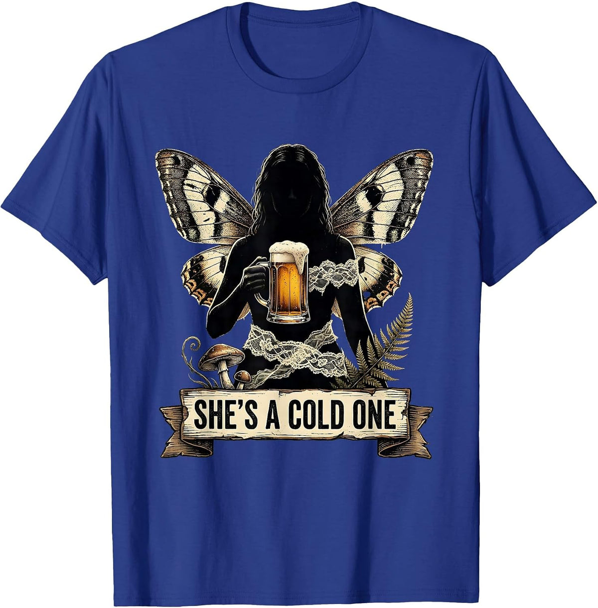 Men's She's a Cold One Beer Lover Graphic Design T-Shirt - Royal Blue